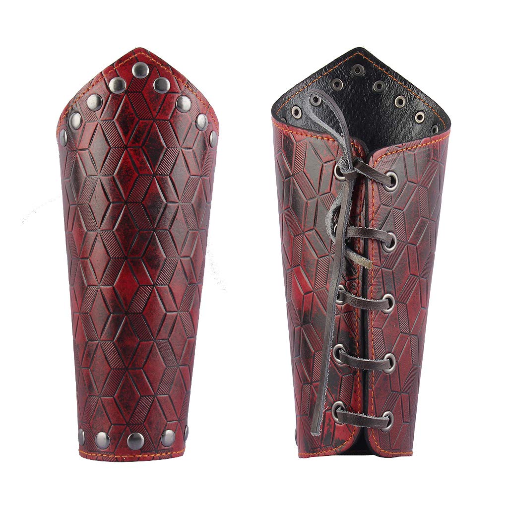 JAOYU Men's Leather Bracers - Medieval Arm Armor Cuff Gauntlet Wristband for Viking Cosplay | Unisex Viking Jewelry & Costume Accessory | Perfect for LARP, Renaissance Fairs & Historical Reenactments