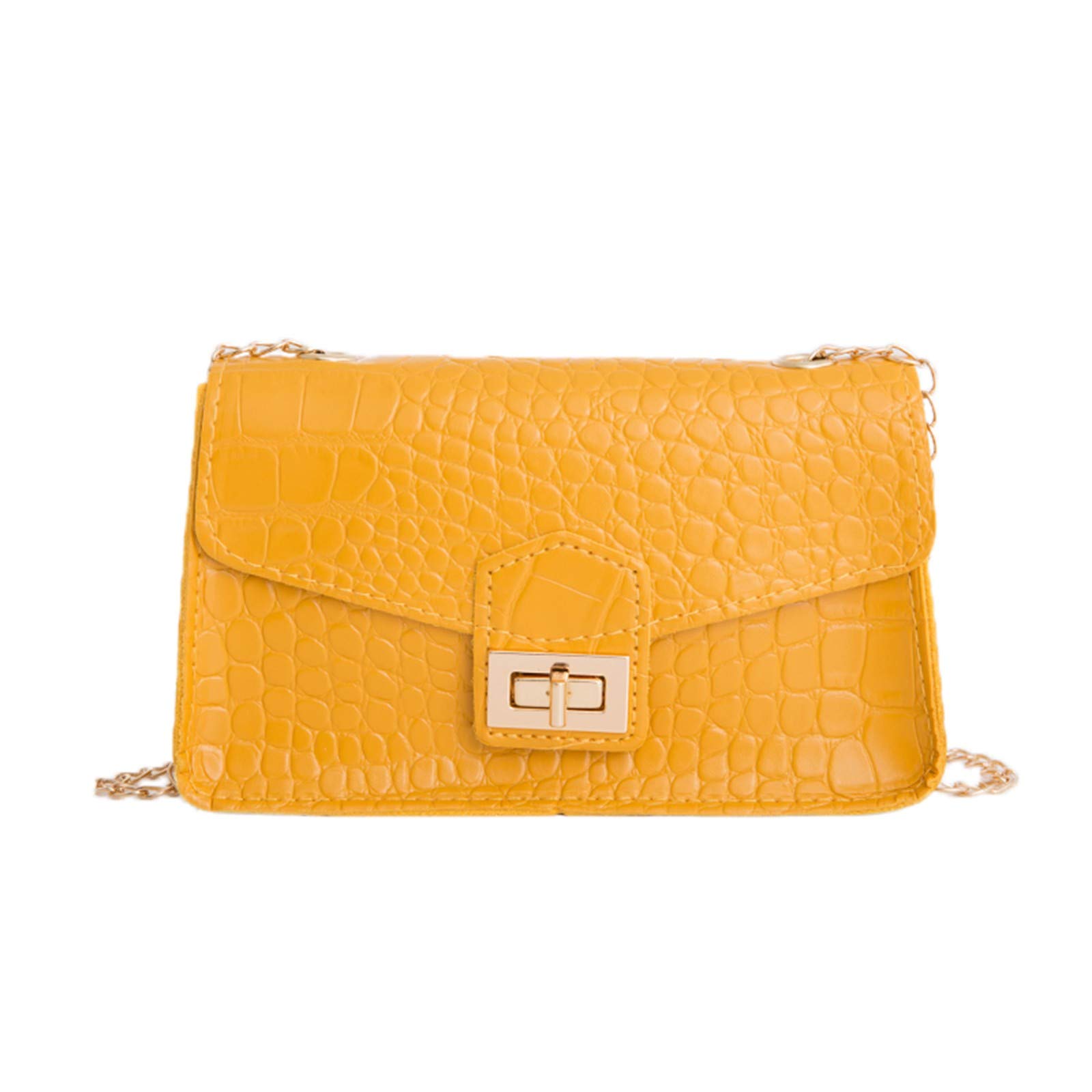 Stylish Women's One-Shoulder Messenger Bag with Chain Lock - Large Work Tote for Office, Travel & Daily Use (Yellow, One Size) - Fashionable Crossbody Purse for Professional Women & College Students