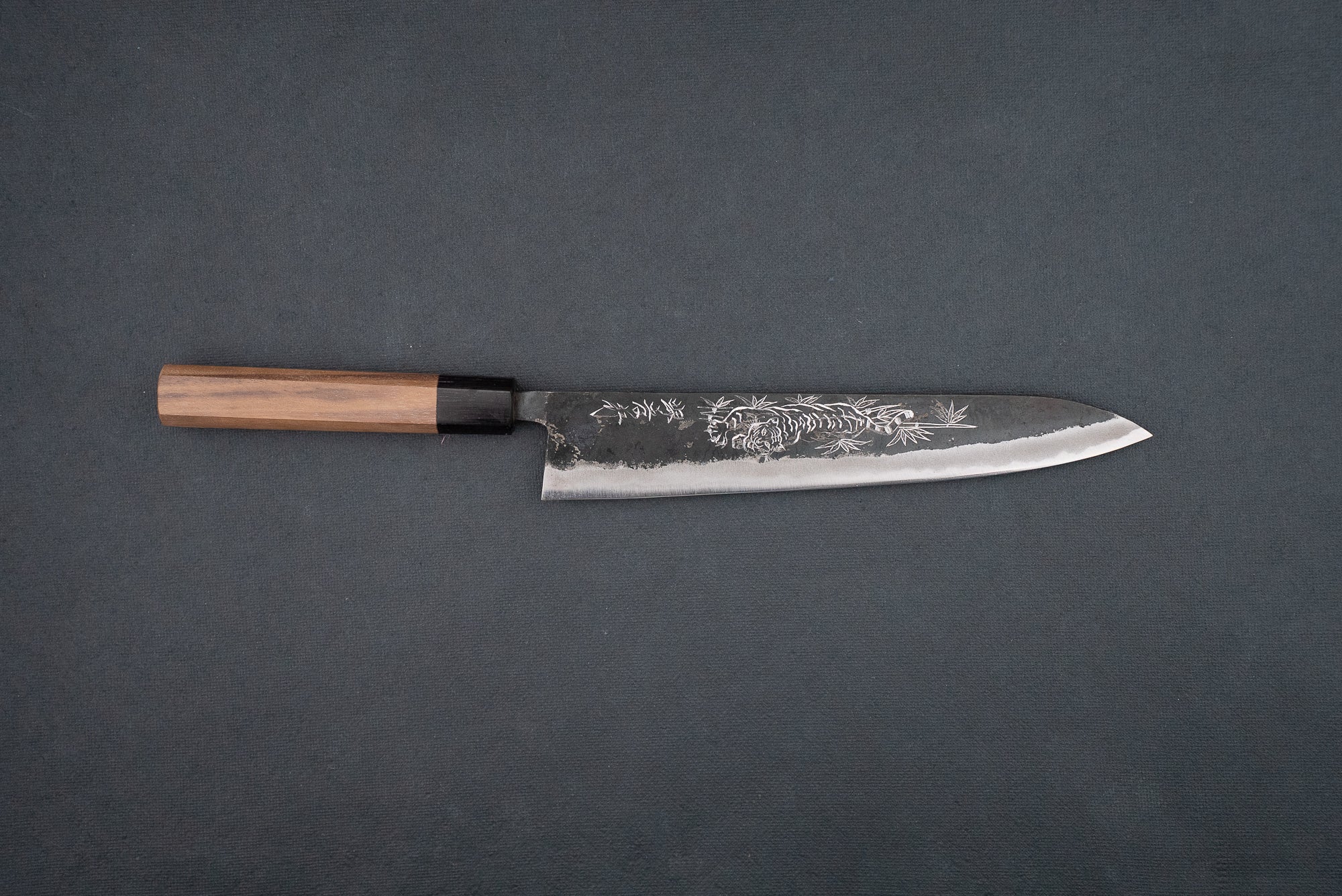 Premium Sakai Takayuki Michiko Kubota Engraved Aogami #2 Gyuto Knife 240mm - Japanese Tiger Pattern Chef's Knife for Professional Sushi & Meat Cutting
