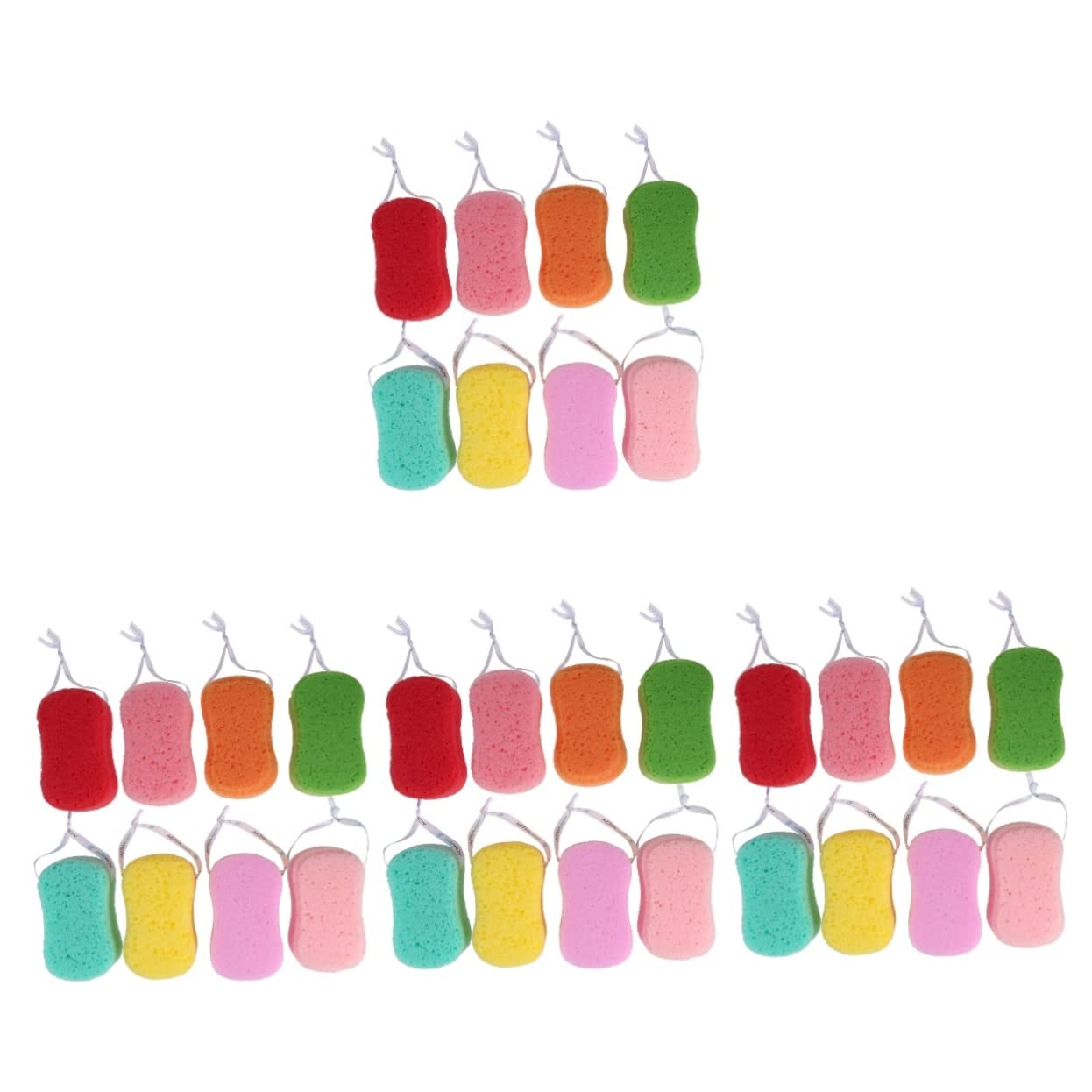 FRCOLOR 32 Pack Kids Bath Sponges - Soft Loofah Sponge for Baby & Infant Bath Time, Gentle Body Scrubber & Shower Sponge for Sensitive Skin | Perfect for Toddler Bathing, Baby Care & Family Shower Time