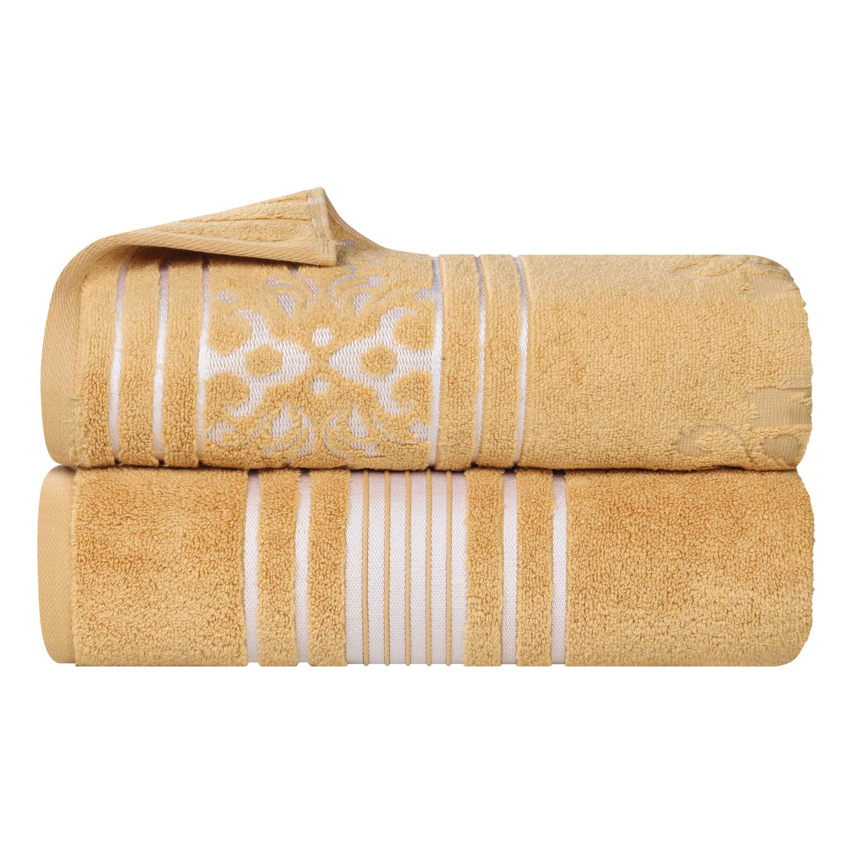 Premium 100% Zero Twist Cotton Bath Sheet Set of 2 - Ultra Soft & Absorbent Solid & Jacquard Floral Towels for Spa, Luxury Bathroom & Guest Use