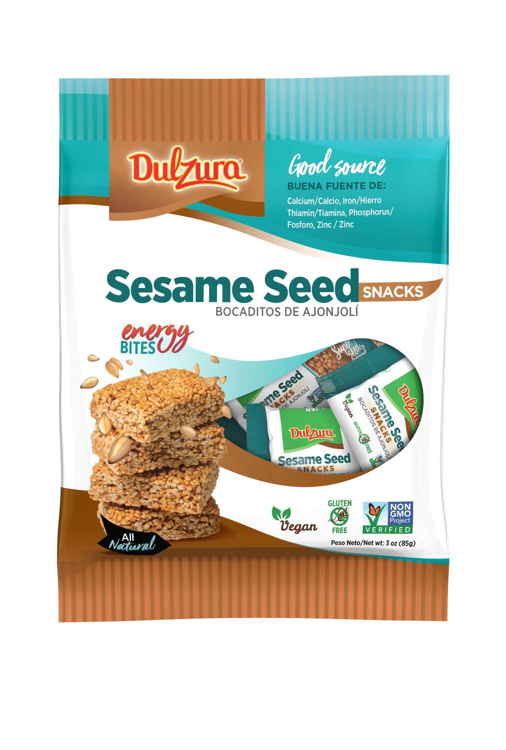 Crunchy Organic Sesame Seed Snacks - 4 Pack Healthy Gluten-Free Treats for On-the-Go, Office & School Lunch Boxes