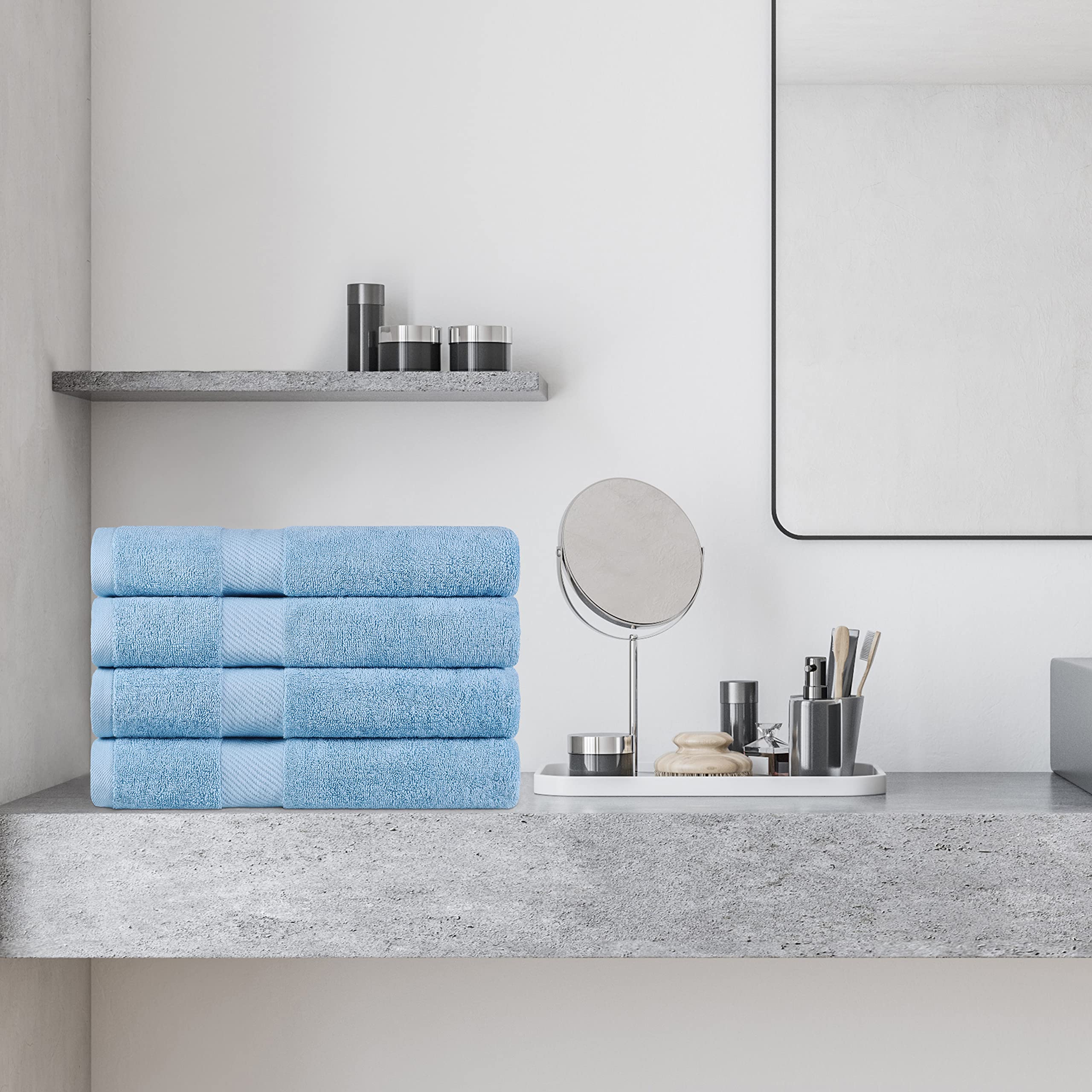 **Blue Nile Mills Premium 4-Piece Bath Towel Set - 500 GSM Egyptian Cotton, Super Absorbent, Eco-Friendly & Soft - Perfect for Spa, Bathroom & Luxury Home Use**