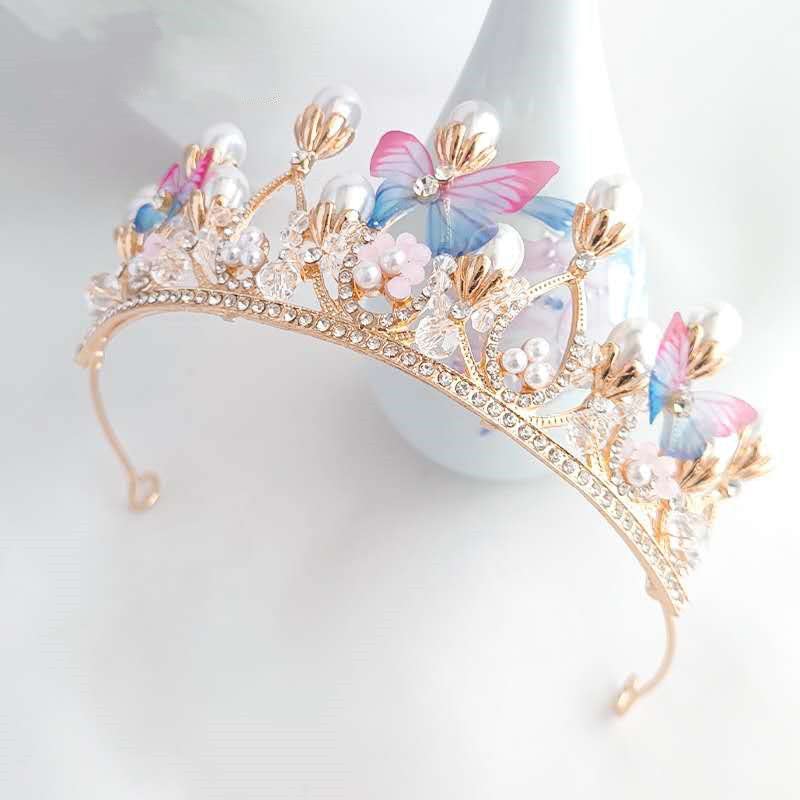 Sparkling Pink Crystal Tiara for Girls - Princess Costume Rhinestone Crown Headband for Weddings, Birthdays, Pageants & Dress Up | Perfect for Halloween, Christmas, Prom & Communion Parties | Elegant Hair Accessory & Cake Topper Gift