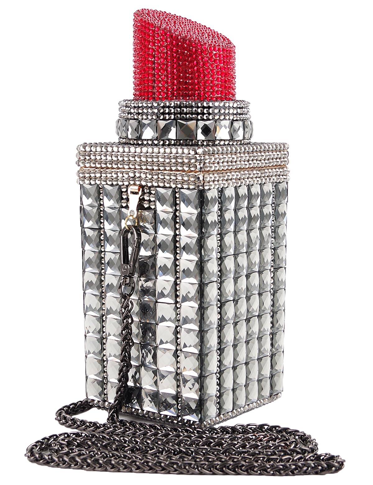 Sparkly Rhinestone Crystal Glitter Evening Clutch Bag for Women - Elegant Lipstick Shape Design, Perfect for Banquets, Parties & Special Occasions