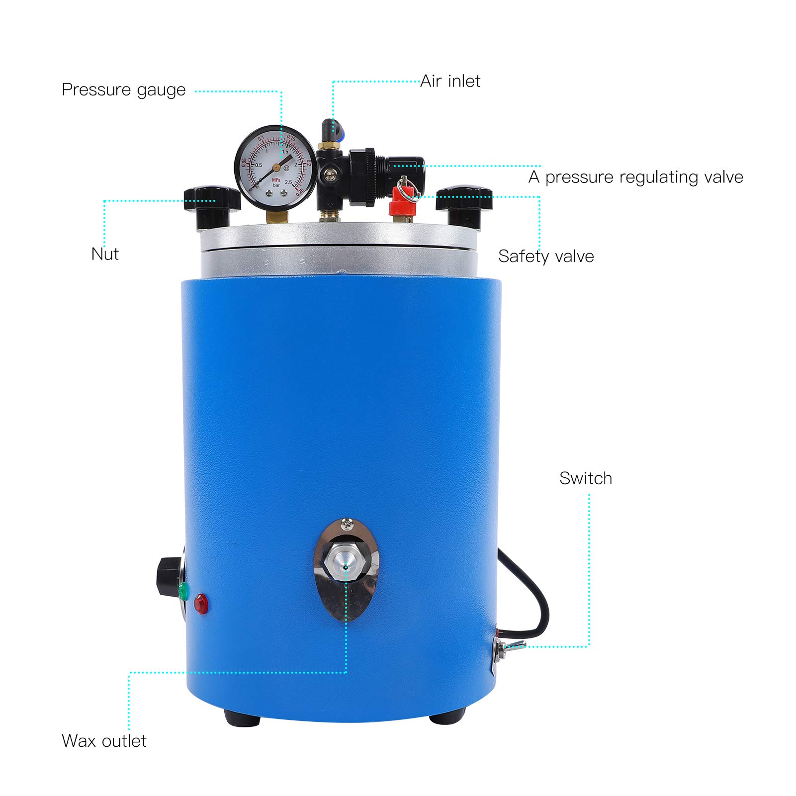 GLOGLOW Round Vacuum Wax Injector Jewelry Tool - Blue Cylinder Wax Injection Machine for Jewelry Making, Beading & Complex Jewelry Design - Perfect for Wax Casting, Ring Making & DIY Jewelry Crafting