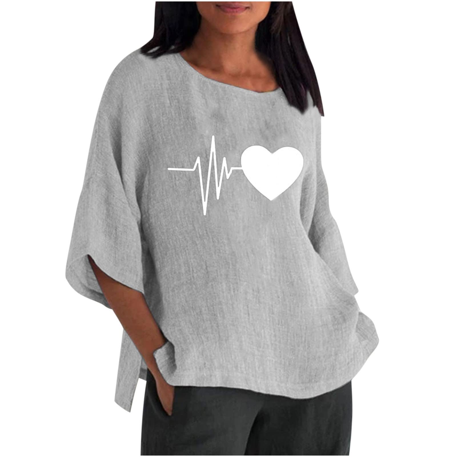 Women's Casual T-Shirts - Summer Cute Printed Tee, Loose Fit Plus Size Short Sleeve Blouse, Sexy & Comfortable Tunic Top for Everyday Wear, Outings & Vacation