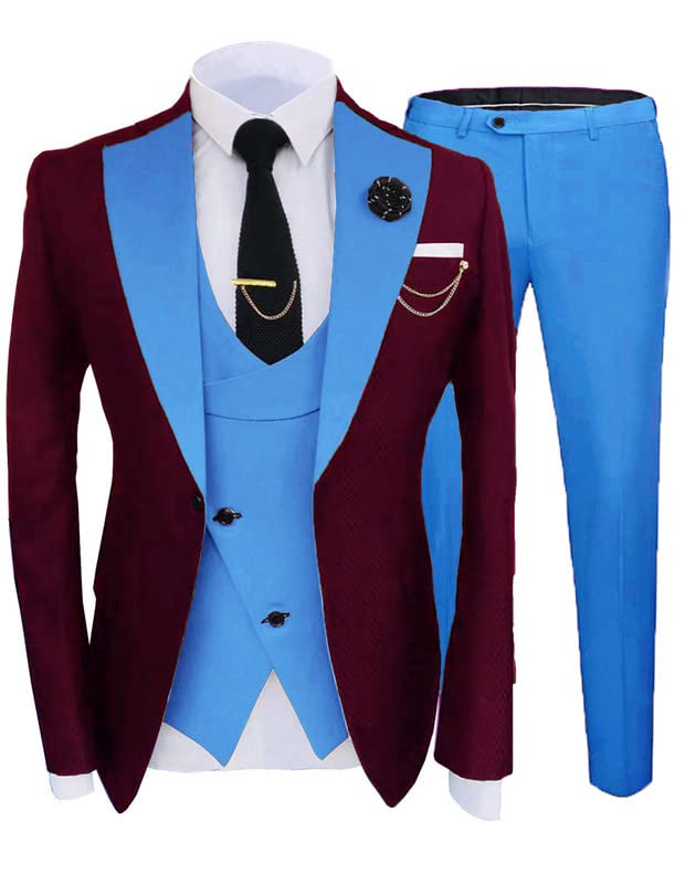 2023 Slim Fit Men's Tuxedo Suit Set - 3 Piece Wedding Suit for Groomsmen | Prom, Formal Events & Black Tie Occasions | Fashionable STXZ089