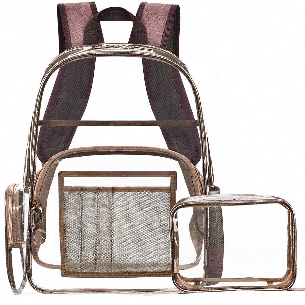 Clear Transparent Backpack for Women - 12 Inch Waterproof Shoulder Bag for School, Travel & Outdoor Activities | Stylish Bronze Design