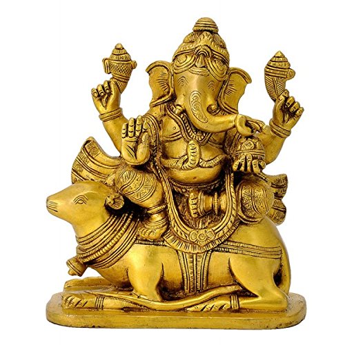 Lord Ganesha Sitting on Mouse Statue - Hindu God Ganesh Figurine for Home Altar, Office Desk & Spiritual Decor - Perfect for Meditation, Puja & Indian Culture Enthusiasts