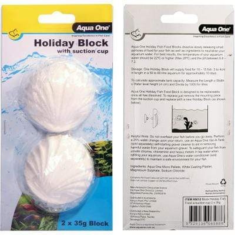 Aqua One Holiday Block with Suction Cup Twin Pack - Fish Tank Decorations for Betta, Goldfish & Tropical Fish - Perfect for Aquarium, Home & Office Decor