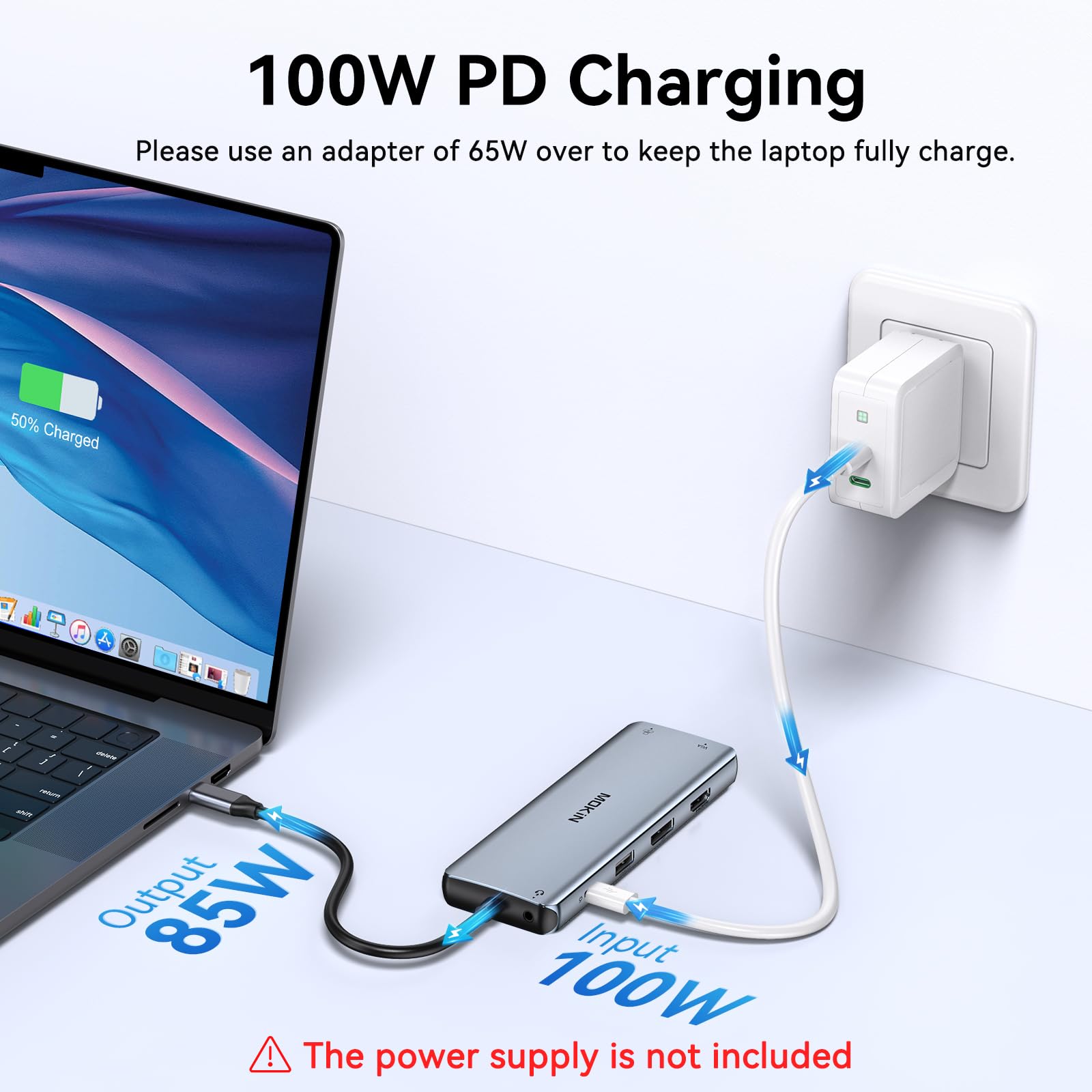 MOKiN 12-in-1 USB C Docking Station with Dual/3 Monitor Support, 4K HDMI/DisplayPort/VGA, 100W PD Charging, 4 USB Ports, Ethernet, SD Card Reader & Audio - Compatible with Dell/HP/Lenovo Laptops - Perfect for Home Office, Gaming & Multi-Screen Productivity