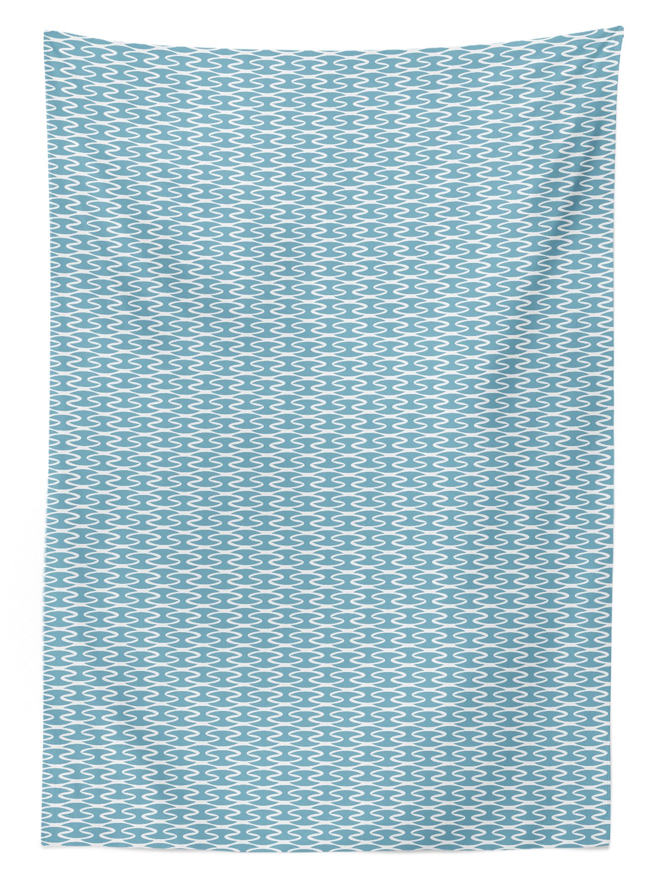 Ambesonne Abstract Outdoor Tablecloth - Wavy Stripes Blue Tones Retro Design, Washable Picnic Table Cover 58