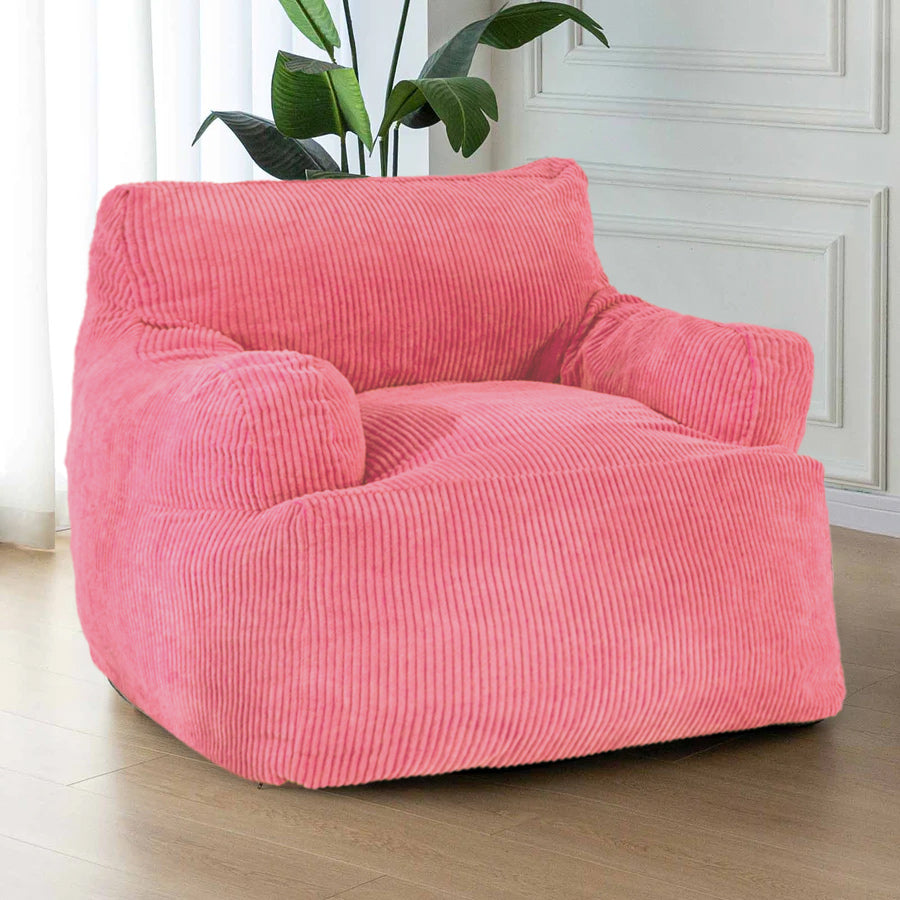 MAXYOYO Giant Bean Bag Chair with Armrests - Oversized Pink Stuffed Bean Bag Couch for Living Room, Bedroom & Game Room - Ultra Comfortable Lounge Seating for Teens & Adults