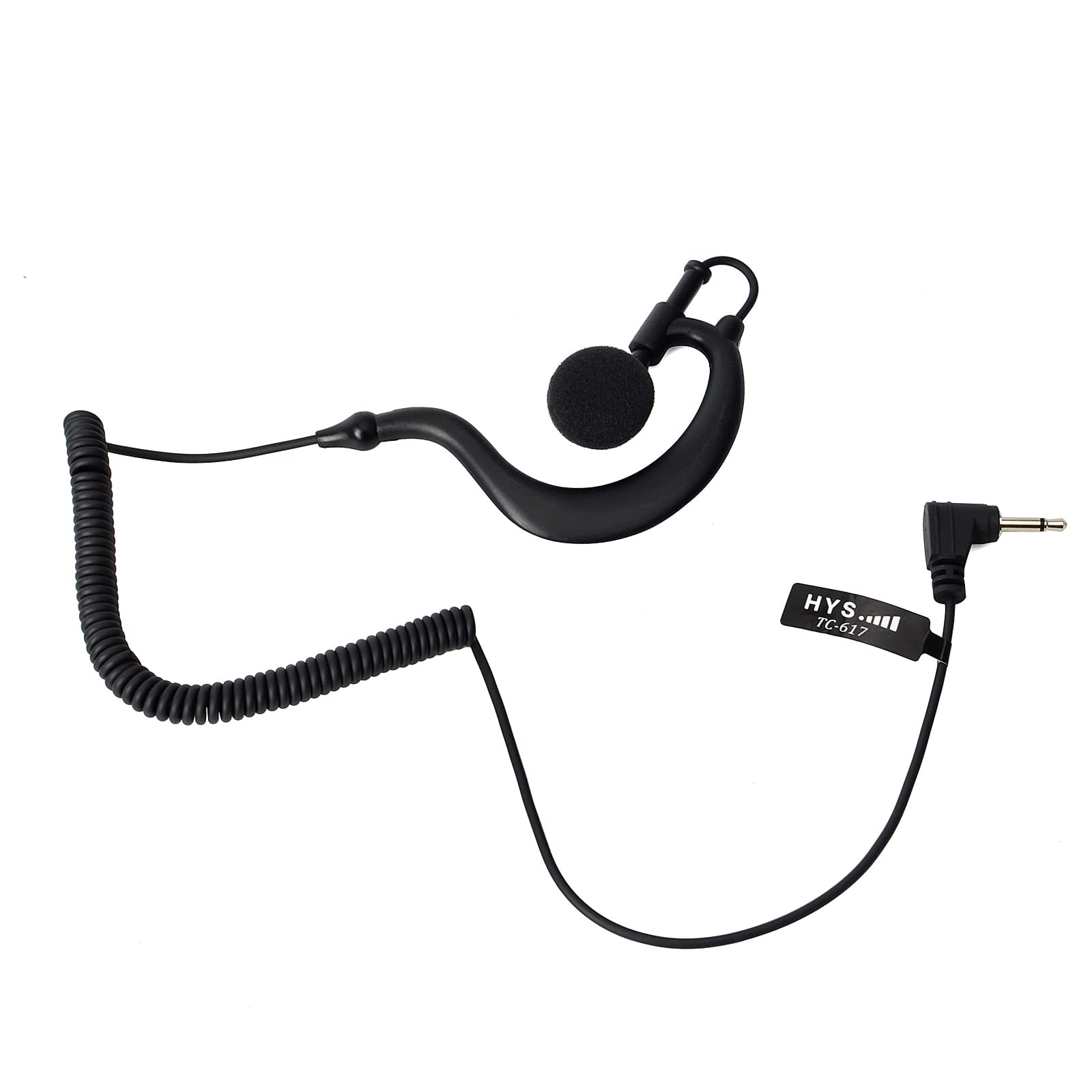 2.5mm RECEIVER Listen Only Earphone HYS TC-617 G-Shaped Soft Flexible Ear Hook Headset for Two-Way Radios, Transceivers & Speaker Mics - Lightweight Comfort for Security, Construction & Outdoor Communication
