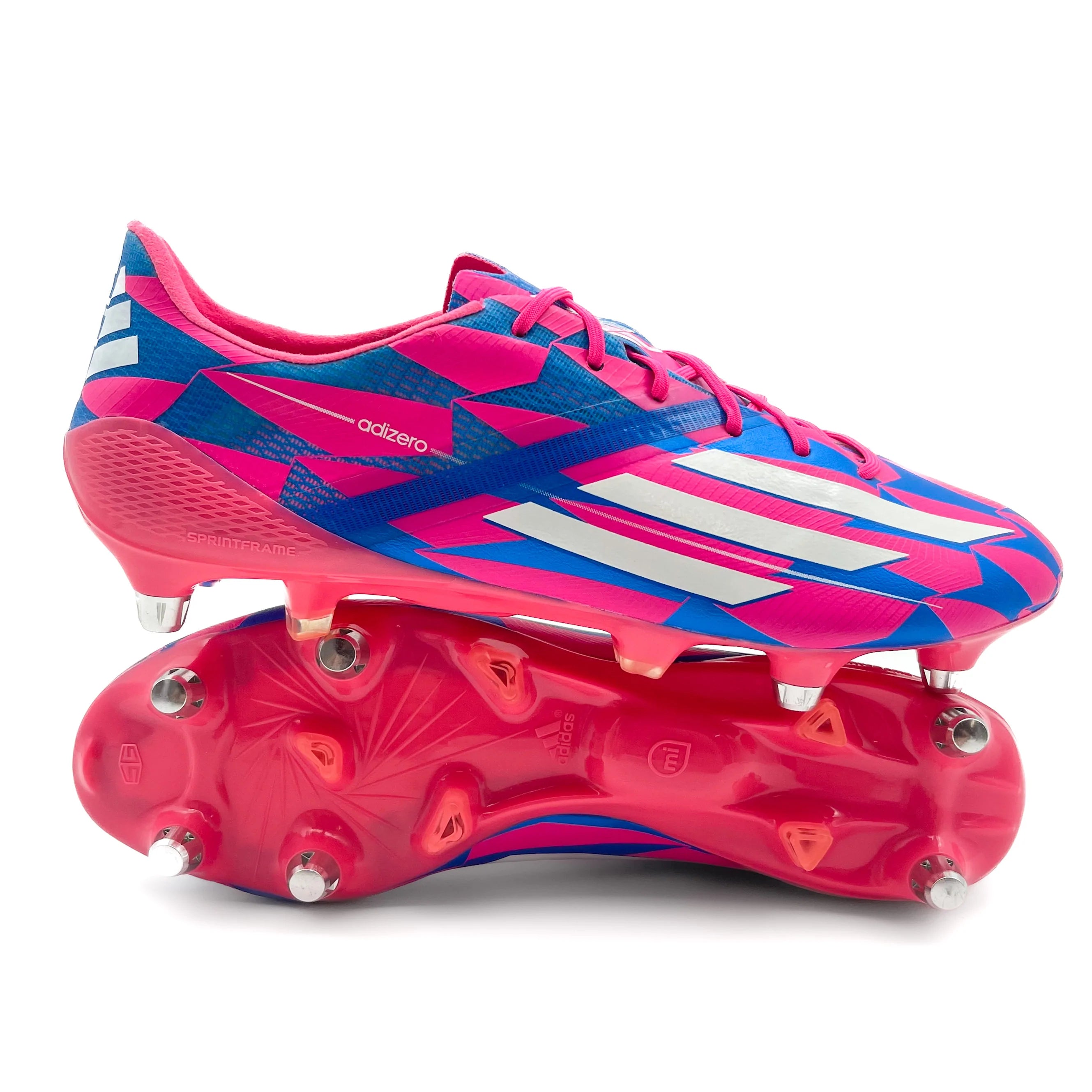 Adidas F50 Adizero SG Soccer Cleats - Solar Pink/Solar Blue - Lightweight Football Boots for Firm Ground - Perfect for Professional Matches & Training Sessions