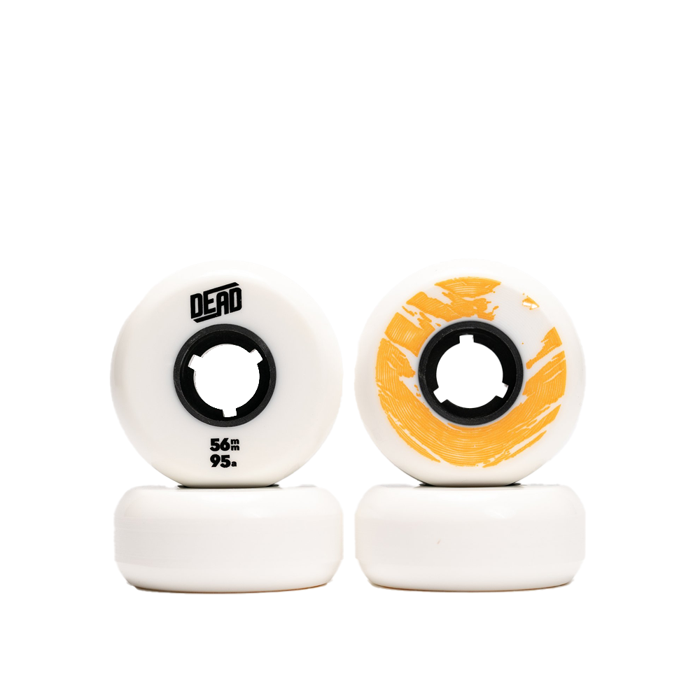 Dead 56mm/95a White/Orange Skateboard Wheels (4 Pack) - Perfect for Street Skating, Park Riding & Cruising