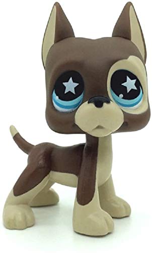 **Rare Brown & Cream Great Dane LPS Dog Toy with Blue Star Eyes - Mini Pet Shop Action Figure for Kids, Collectible Little Pet Shop Puppy for Girls & Boys - Perfect for Playtime, Gifts & LPS Collections**