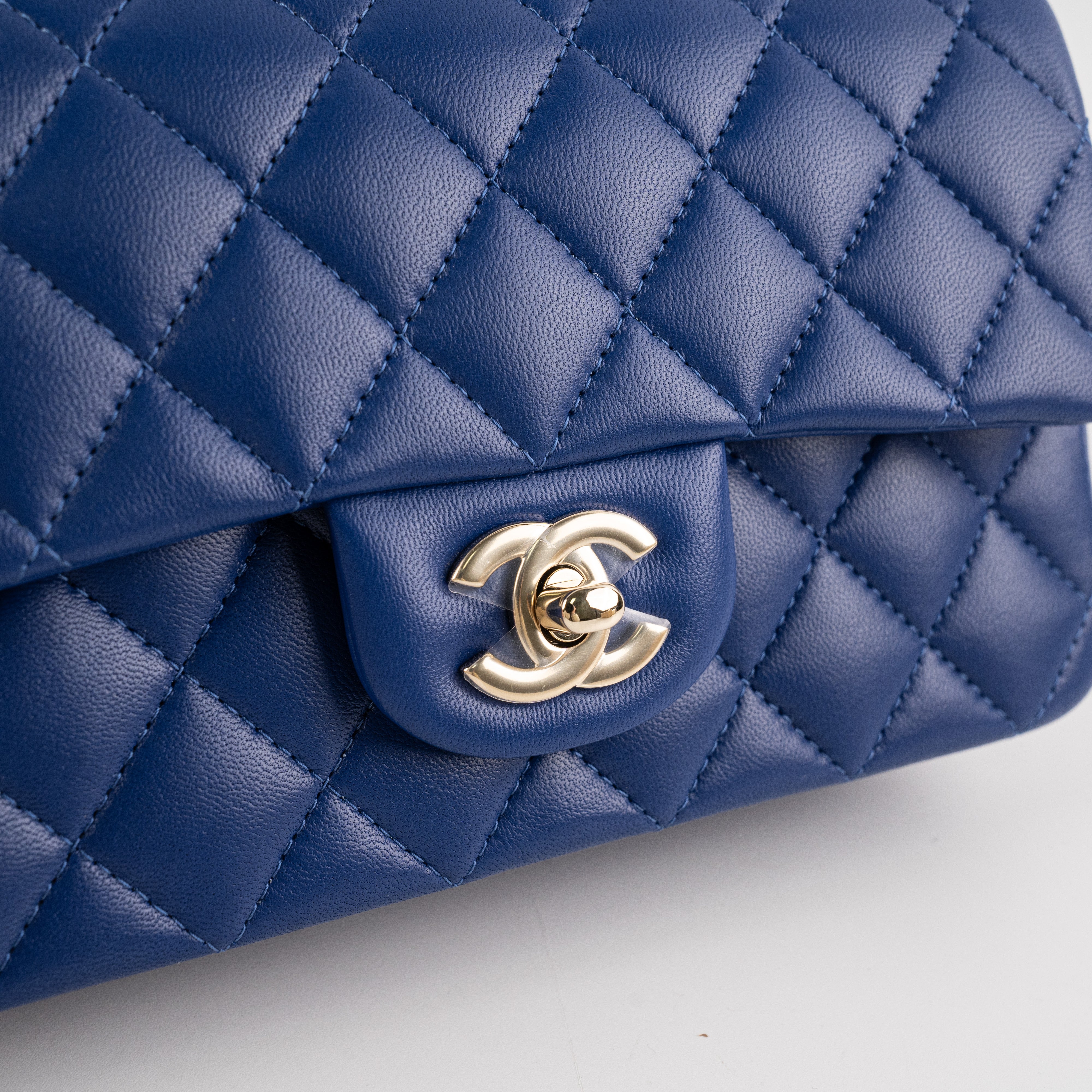 Chanel Mini Top Handle Bag in Lambskin Leather - Blue Microchip | Luxury Crossbody Purse for Women, Perfect for Parties & Evening Events