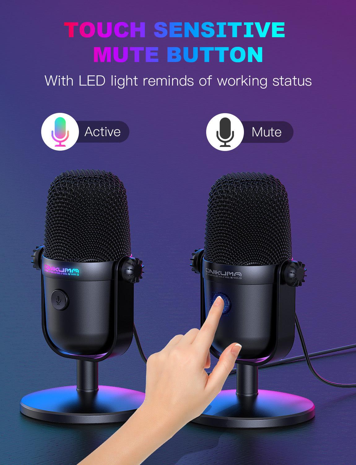 ONIKUMA M830 USB Condenser Gaming Microphone with Noise Cancellation - Mini USB Mic for PC, PS4, Streaming & Podcasting - Perfect for Gamers, YouTubers & Voice Chat