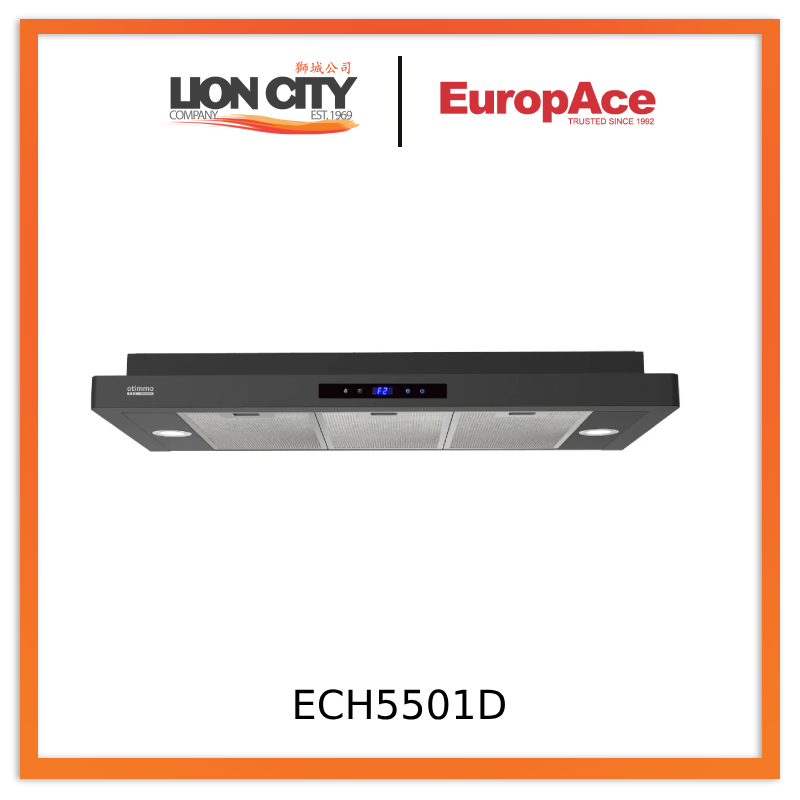 Europace ECH5501DBK 90cm Slimline Kitchen Extractor Hood - Modern Black Design for Efficient Smoke & Odor Removal - Perfect for Small Kitchens & Apartments