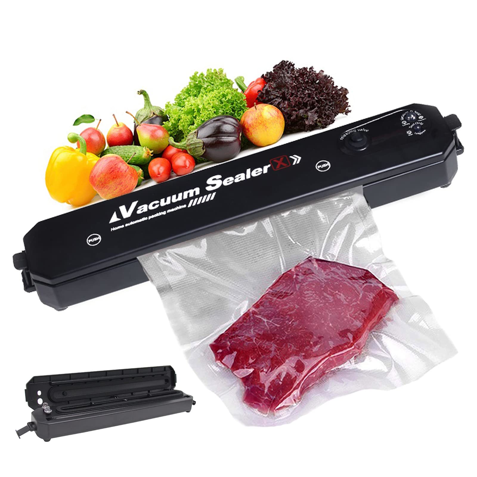 Automatic Vacuum Food Sealer Machine with 10 Bags - Household Vacuum Sealer for Food Preservation, Storage & Sous Vide | Perfect for Meal Prep, Freezing & Extending Shelf Life