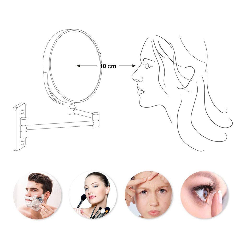10X Magnifying Makeup Mirror - Wall Mounted Double-Sided Swivel Vanity Mirror for Bathroom, Shaving & Cosmetics Application - Perfect for Makeup, Skincare & Grooming Routine