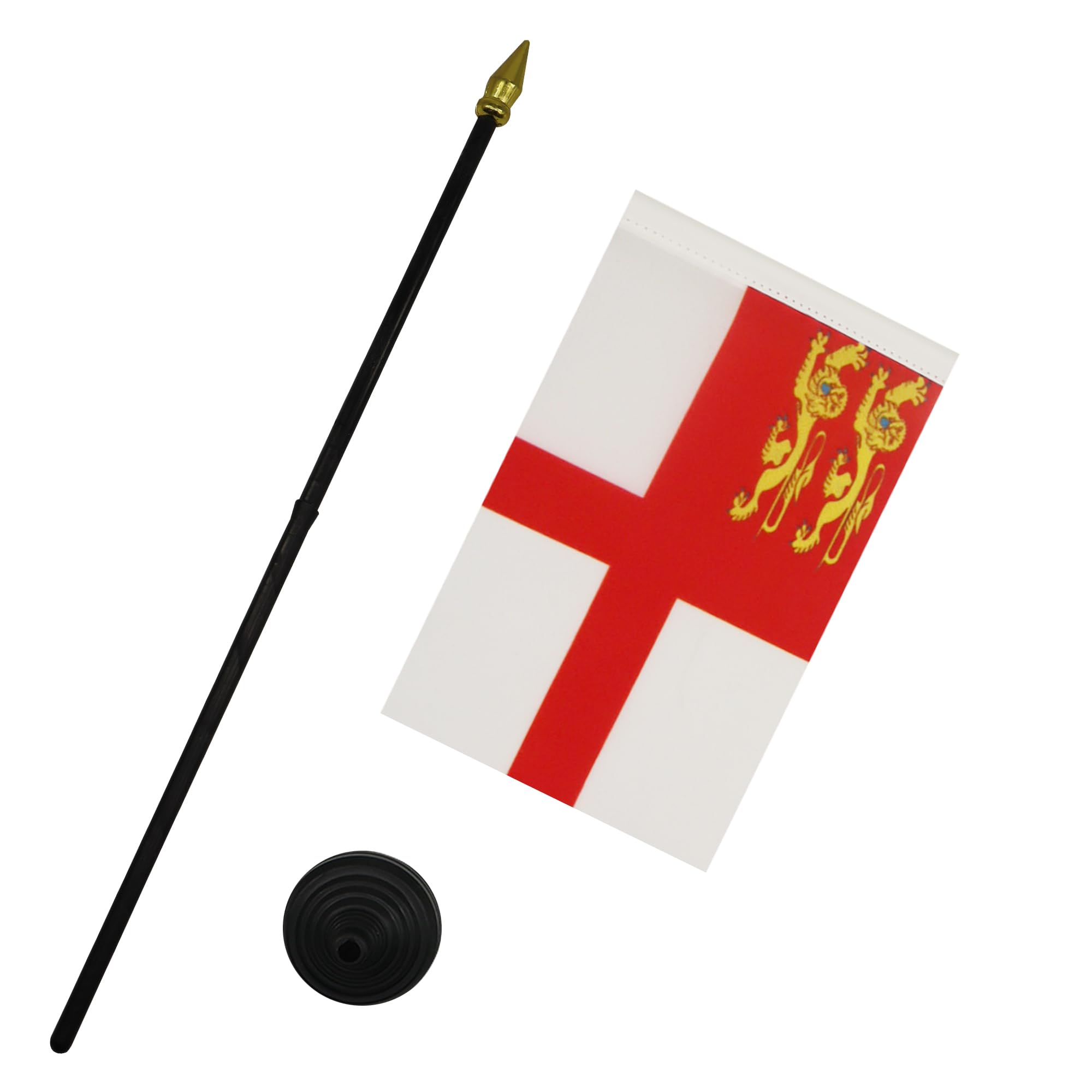 AZ FLAG Sark Island Mini Desk Flag 4'' x 6'' (10 x 15 cm) - 100% Polyester Guernsey Office Banner with 10'' Golden Spear Pole - Perfect for Home, Office Decor & International Events