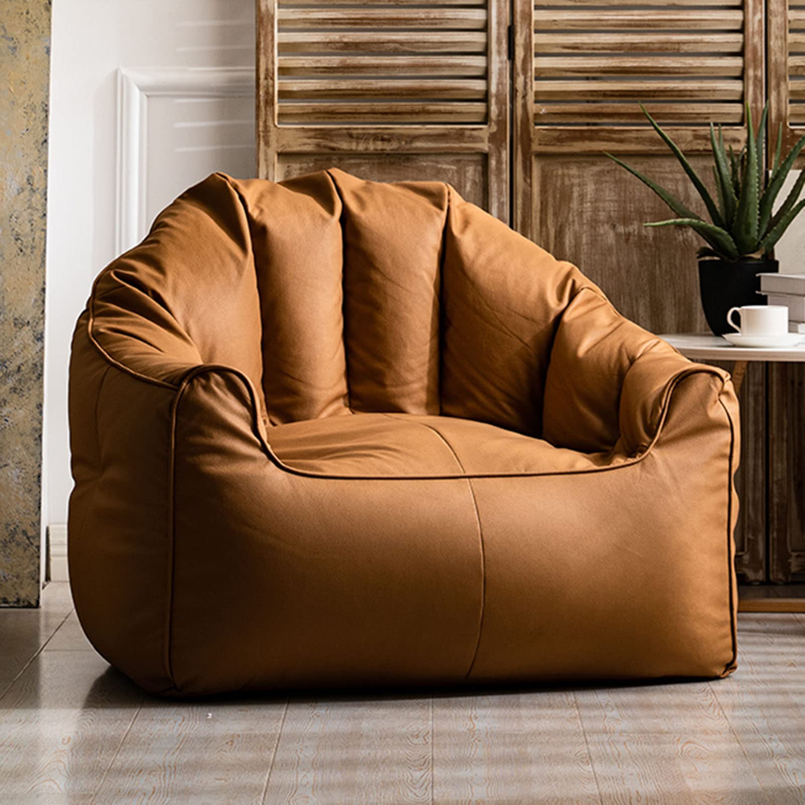Extra Large Waterproof Bean Bag Chair Cover (No Filler) - Ultra Soft Durable Fabric with Zipper for Adults & Kids - Organize Plush Toys or Memory Foam - Perfect for Living Room, Bedroom, Playroom & Dorm Decor - Khaki