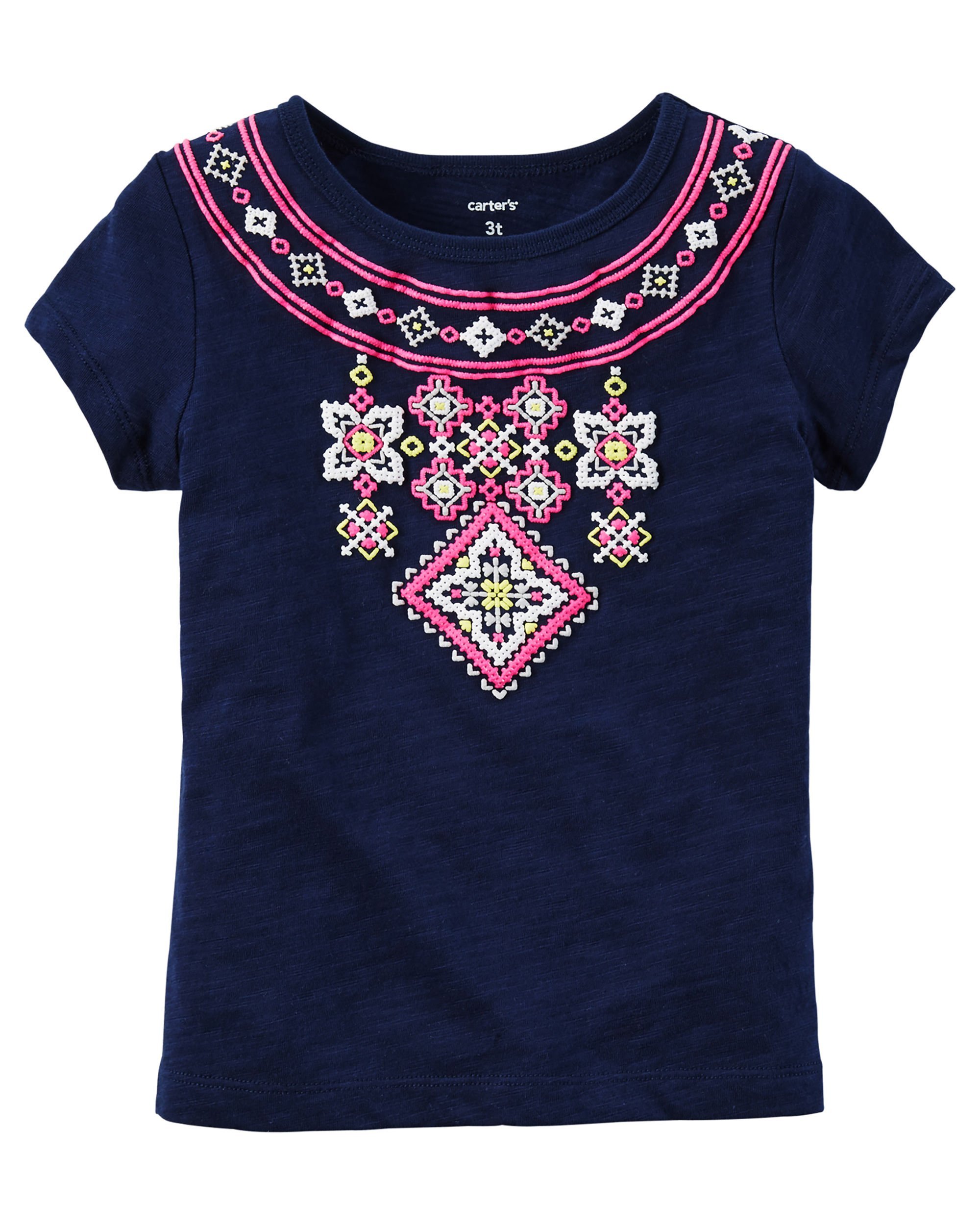 Carters Puff-Print Girls Baby Tee - Soft Cotton Short Sleeve Shirt for Toddlers & Infants - Perfect for Playdates, Daycare & Family Photos