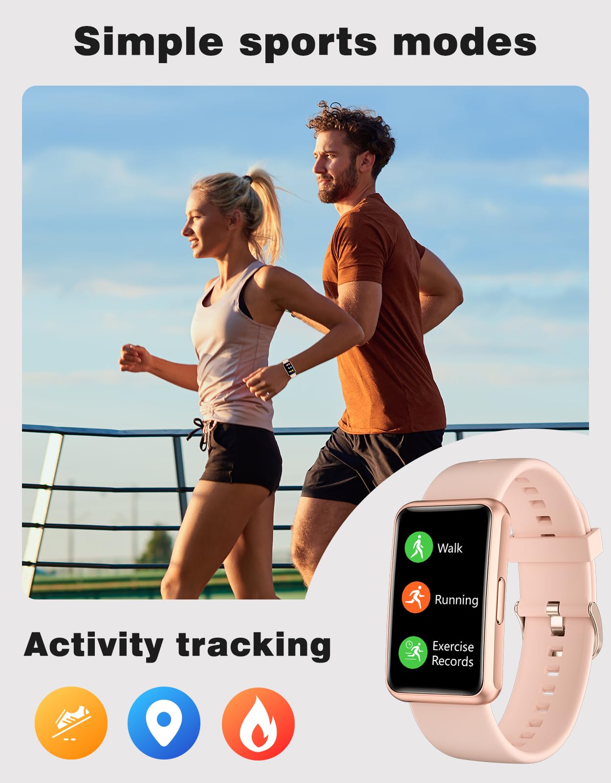 Fitness Tracker Watch - Step Counter, Distance & Calorie Tracker - No Bluetooth or App Needed - Perfect for Walking, Running & Daily Activity Tracking