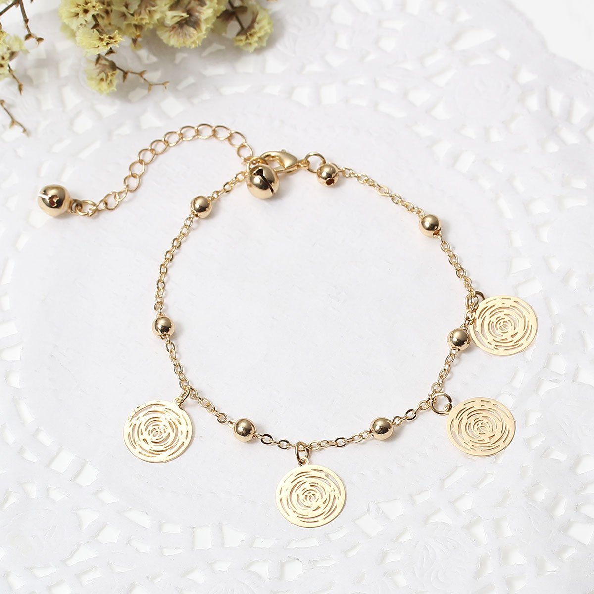 Elegant Sparkling Filigree Stamped Bell Bracelet for Women - Perfect for Parties, Weddings & Date Nights