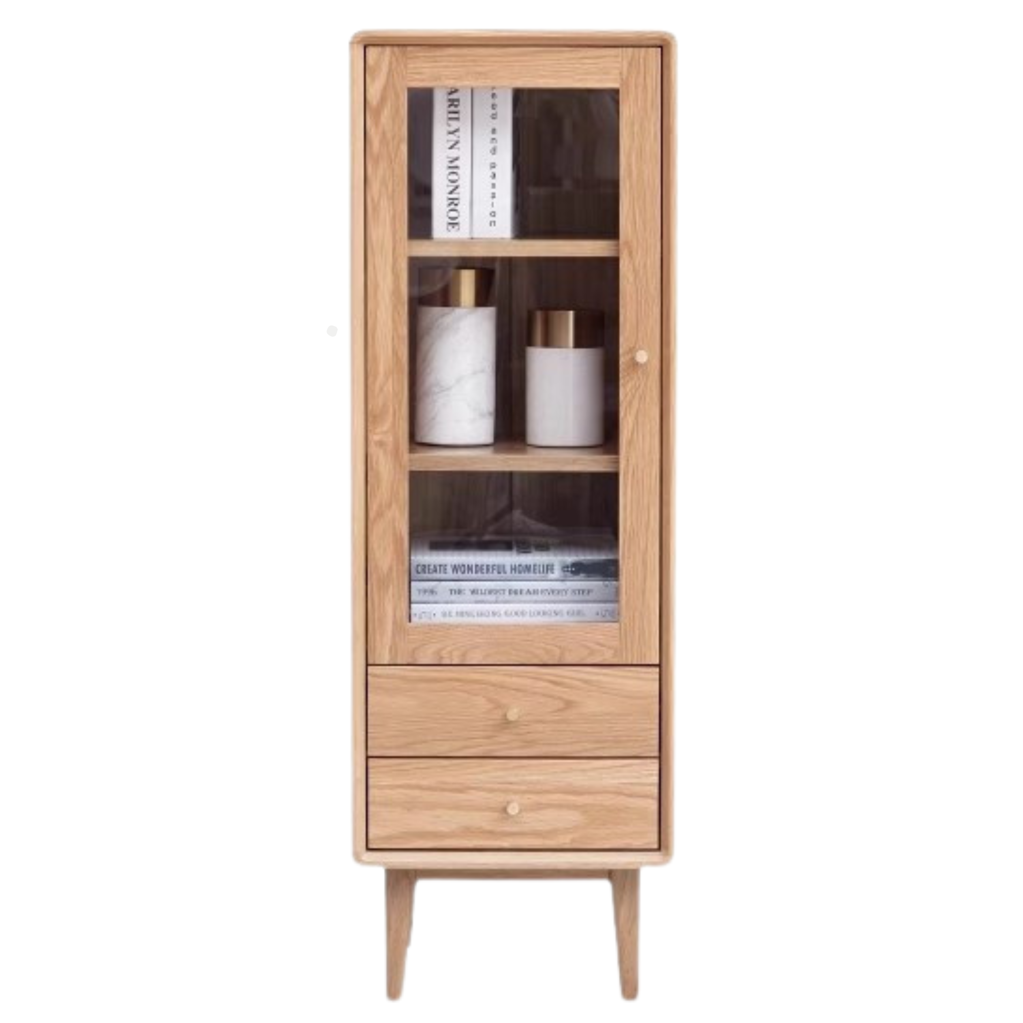 Solid Oak Wood Side Cabinet - Rustic Storage Cabinet for Living Room, Bedroom, or Entryway - Perfect for Organizing Books, Decor & Essentials