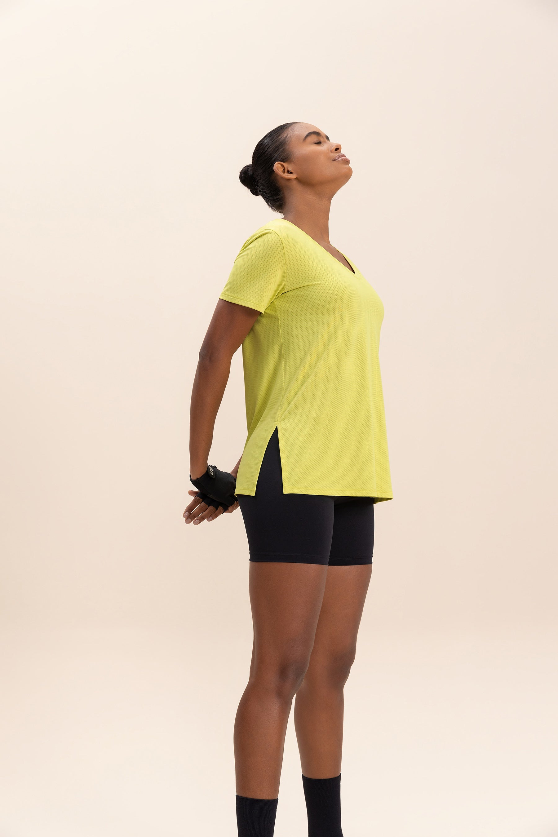 Action V Neck T-Shirt for Women - Comfortable Stretch Cotton Tee for Casual Wear, Workout & Everyday Style