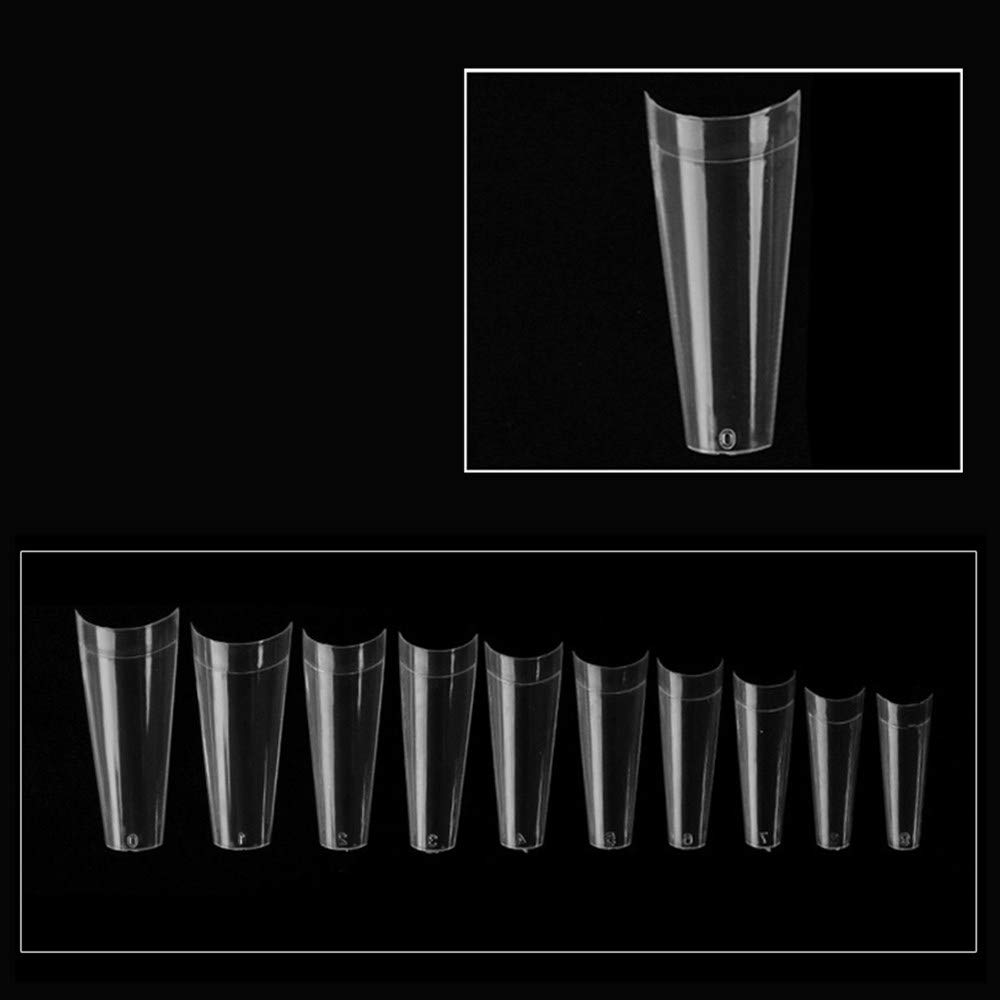 500 Pcs Clear Coffin Acrylic Nail Tips - Long Natural False Nails for DIY Nail Art, Half Cover Rectangle Fake Nails | Perfect for Salon, Home Manicure & Nail Extension
