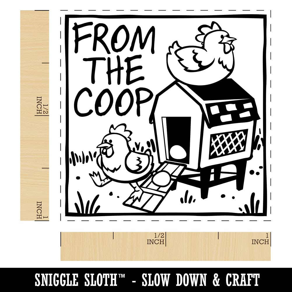 Self-Inking Rubber Stamp with Chicken and Eggs Design - 1 Inch Small Stamp for Crafts, Scrapbooking, and DIY Projects - Red Ink