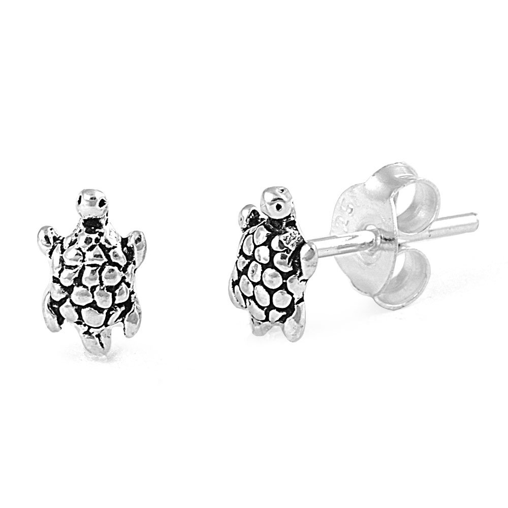 Sterling Silver Turtle Stud Earrings for Women - Hypoallergenic & Dainty Jewelry - Perfect for Everyday Wear, Gifts & Beach Outfits
