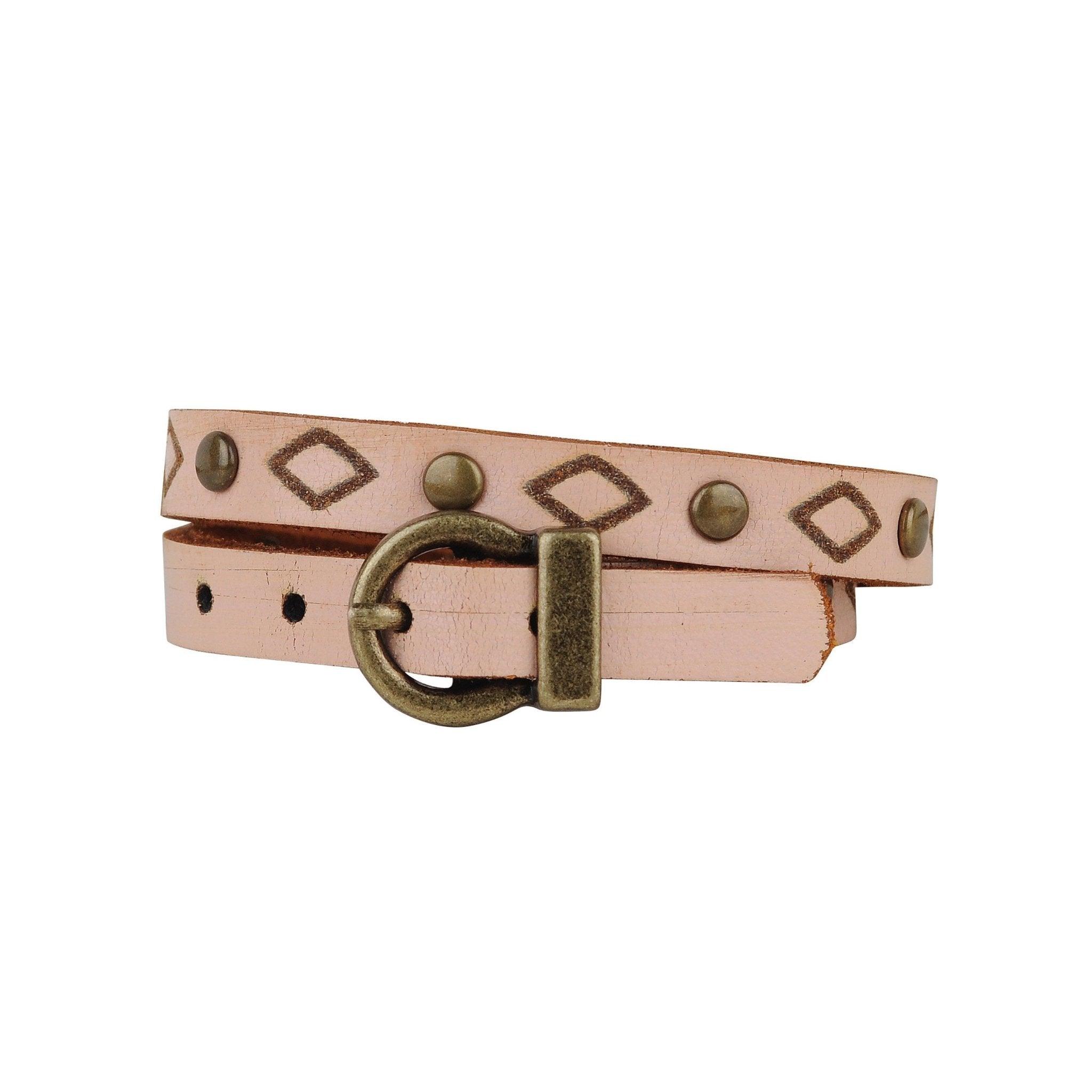 Diamond Tooled & Brass Studded Double Wrap Bracelet for Women - Elegant Boho Jewelry for Parties, Weddings & Everyday Wear