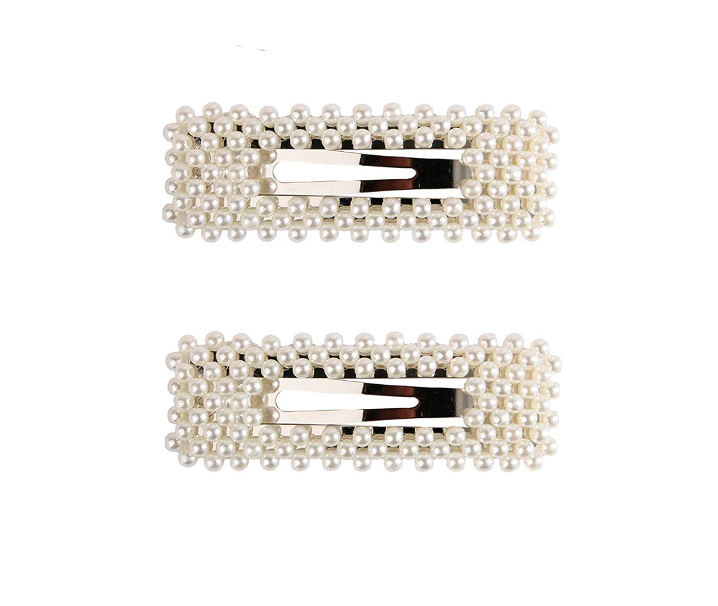 2PCS Elegant Handmade Artificial Pearl Hair Clips for Women - Silver Bridesmaid Hair Accessories | Perfect for Weddings, Parties & Special Occasions
