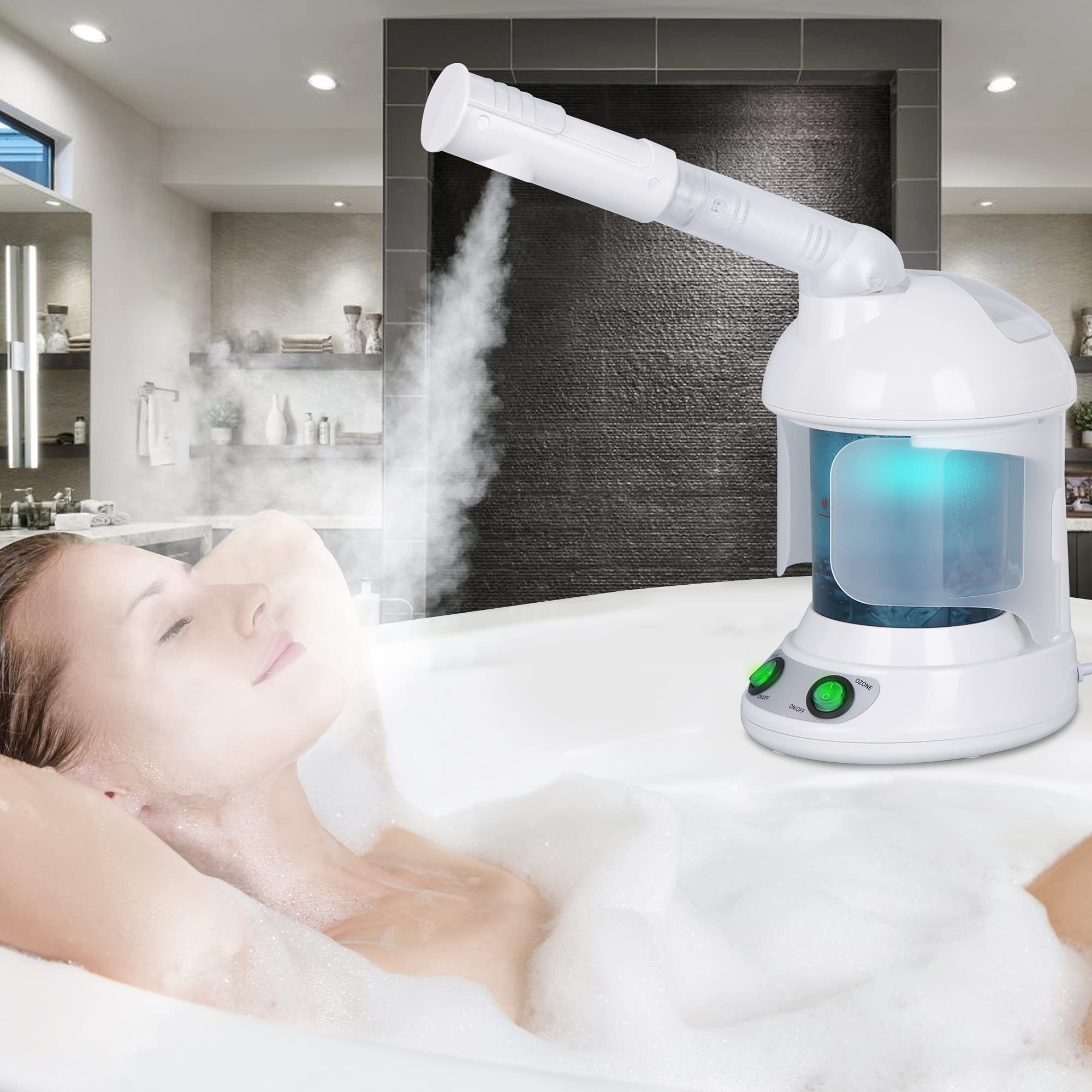3 in 1 Facial Steamer & Hair Steamer with Humidifier - Hot Mist Moisturizing Hydration System for Skin & Hair Care - Portable Home Spa Atomizer for Salon & Personal Use - Perfect for Dry Skin Relief & Deep Conditioning Treatments