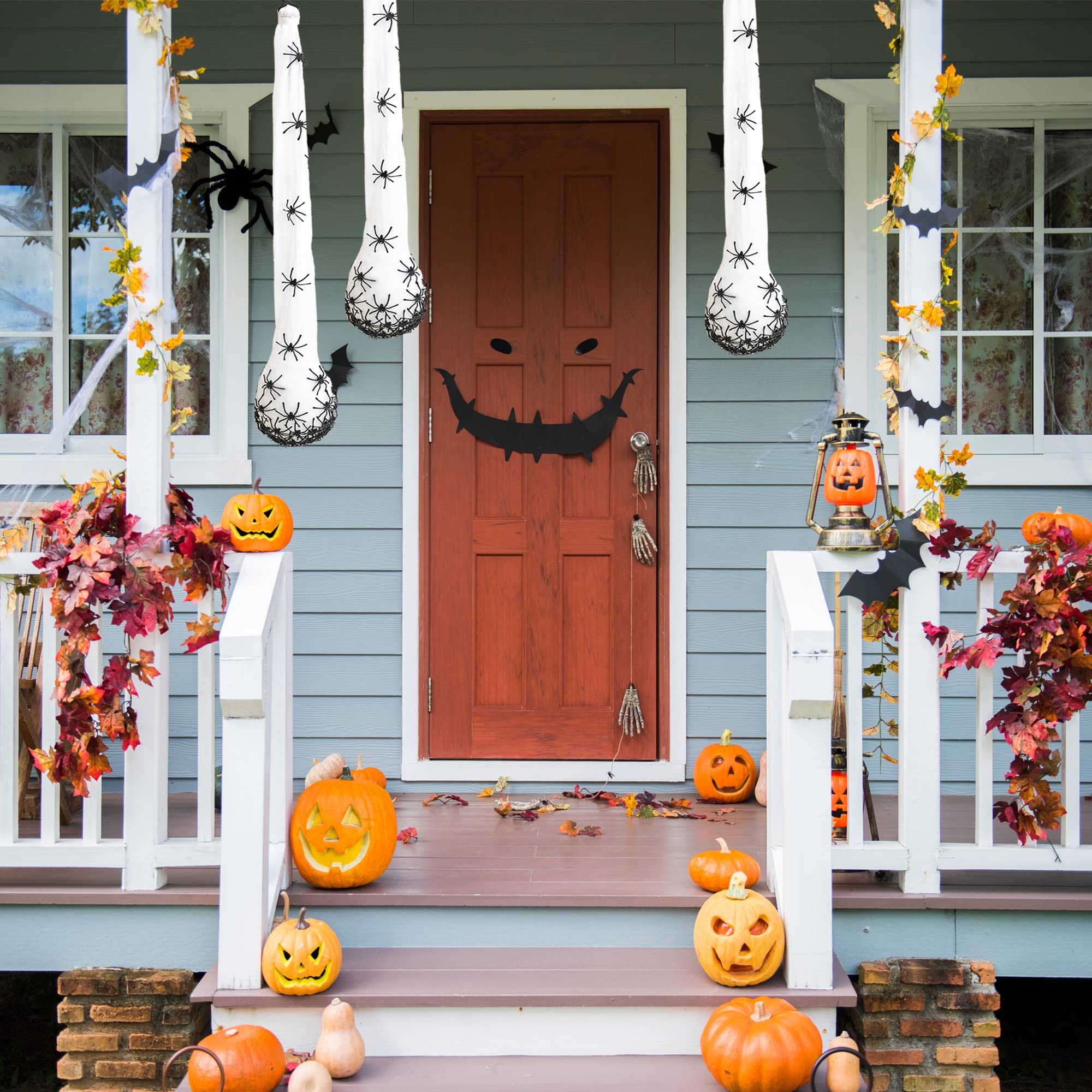 4 Pack Halloween Light-Up Spider Hanging Egg Sacs (20 Inch) - Easy No Assembly Decor for Indoor & Outdoor Party, Haunted House, Porch & Yard Decorations