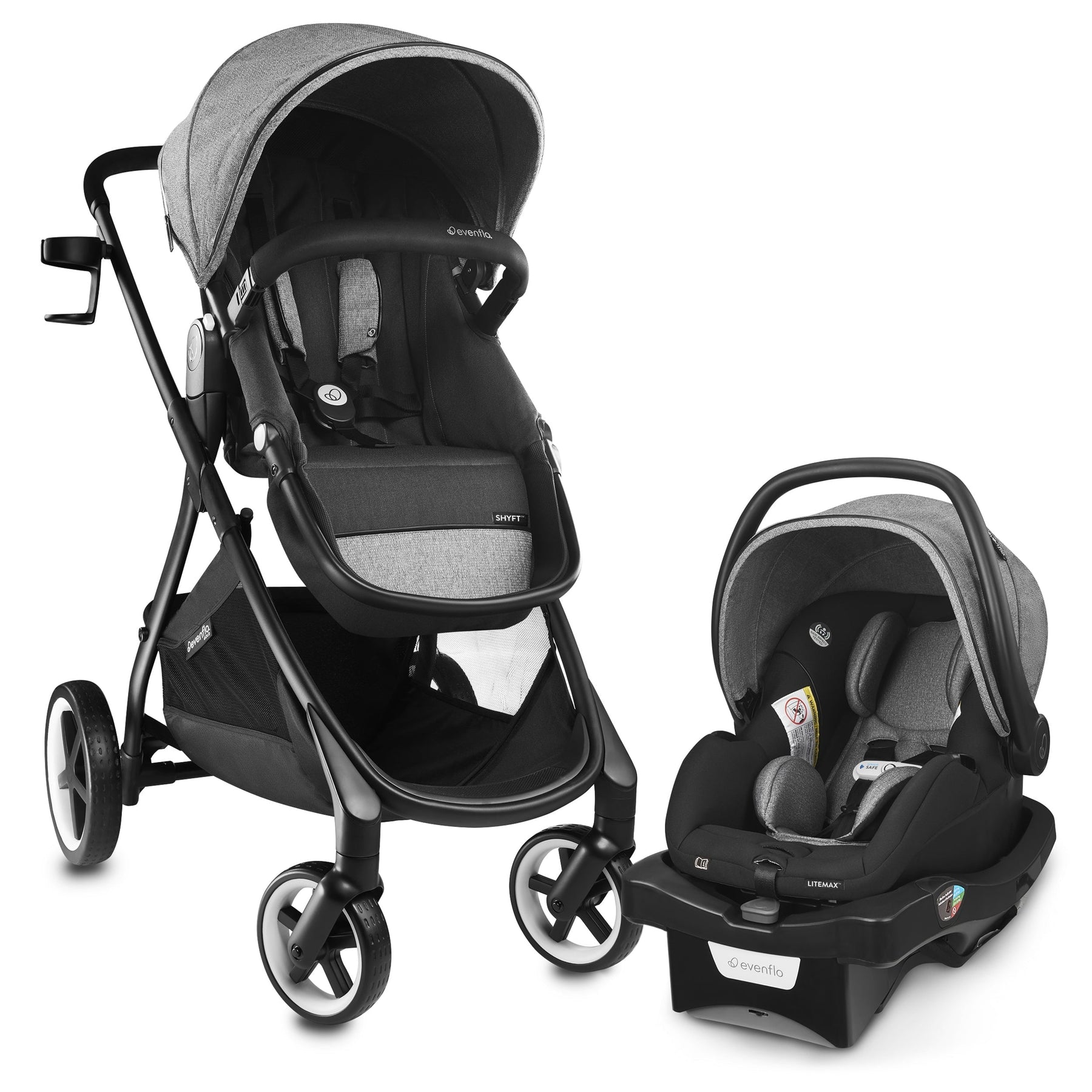 Sensorsafe Shyft Smart Modular Travel System - Moonstone Grey | Lightweight Stroller & Car Seat Combo for Safe & Convenient Travel | Perfect for Newborns, Infants & Toddlers on Family Trips, Shopping & Outdoor Adventures