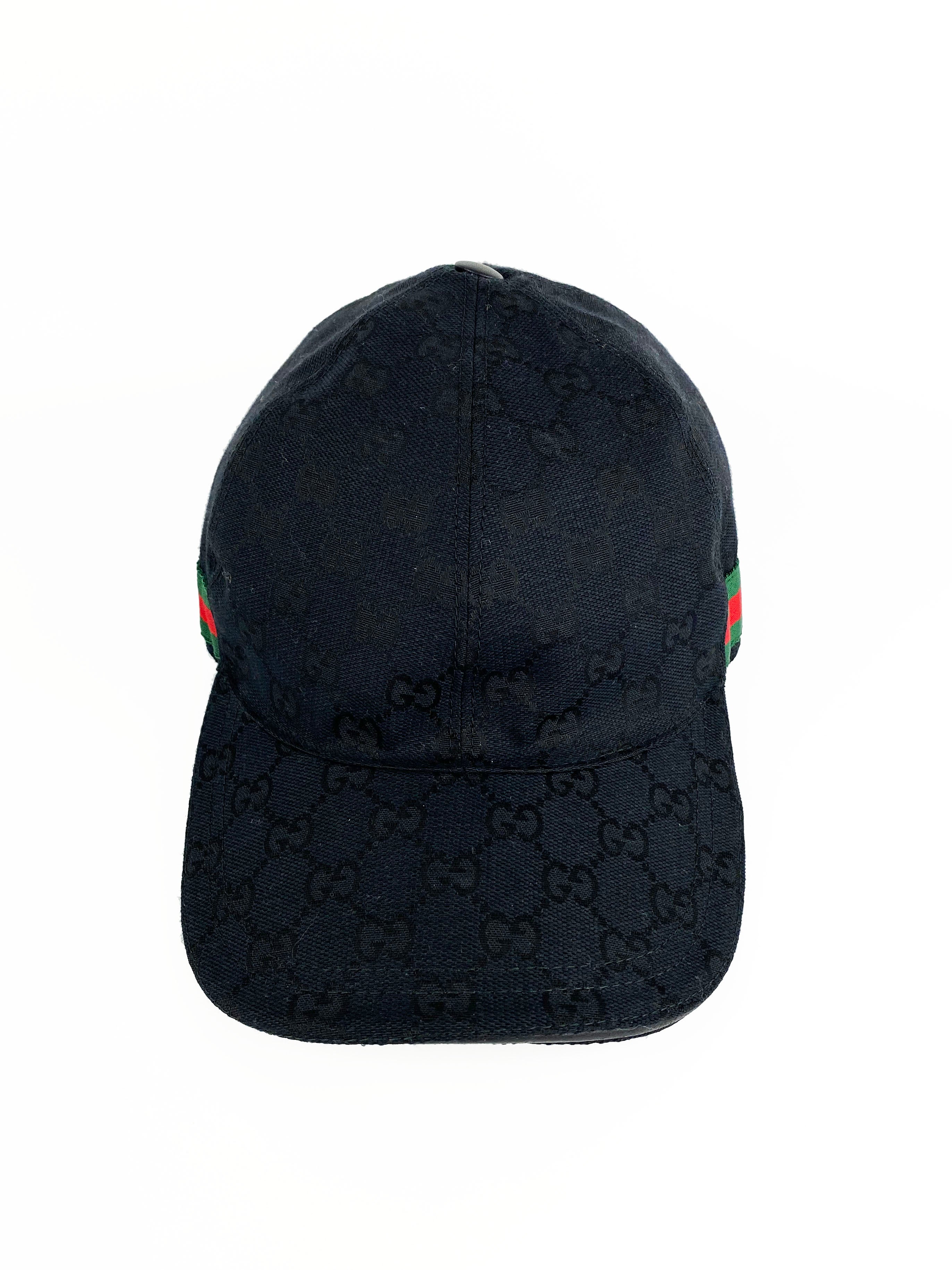 Original Gucci GG Black Web Baseball Cap for Men & Women - Adjustable Snapback Hat for Fashion & Outdoor Activities
