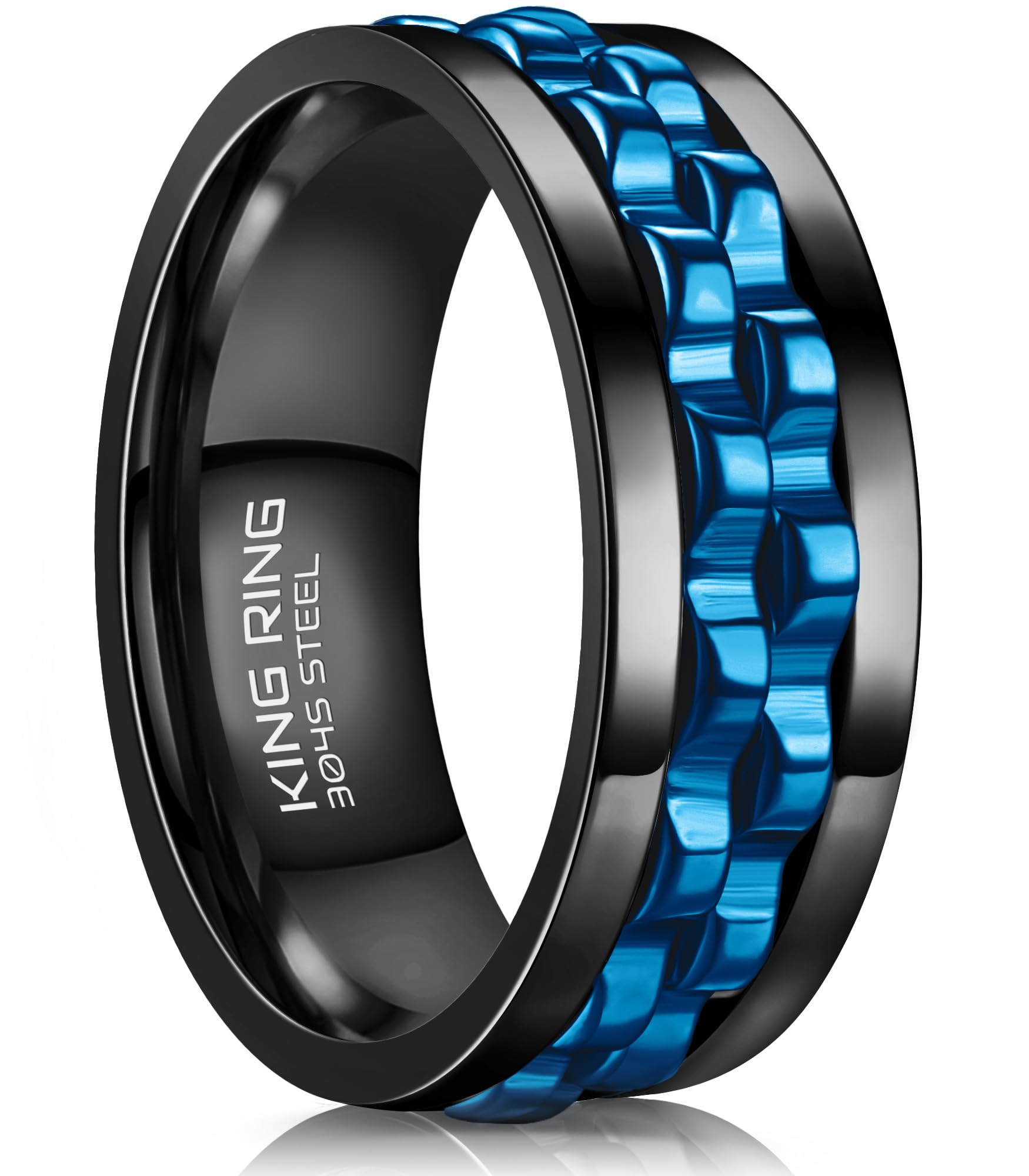 8mm Gear Spinner Rings for Men & Women - Ultra Polished Stress Relief Fidget Ring - Anxiety Relief & Focus Tool - Perfect for Office, Travel & ADHD Management - Designed in USA