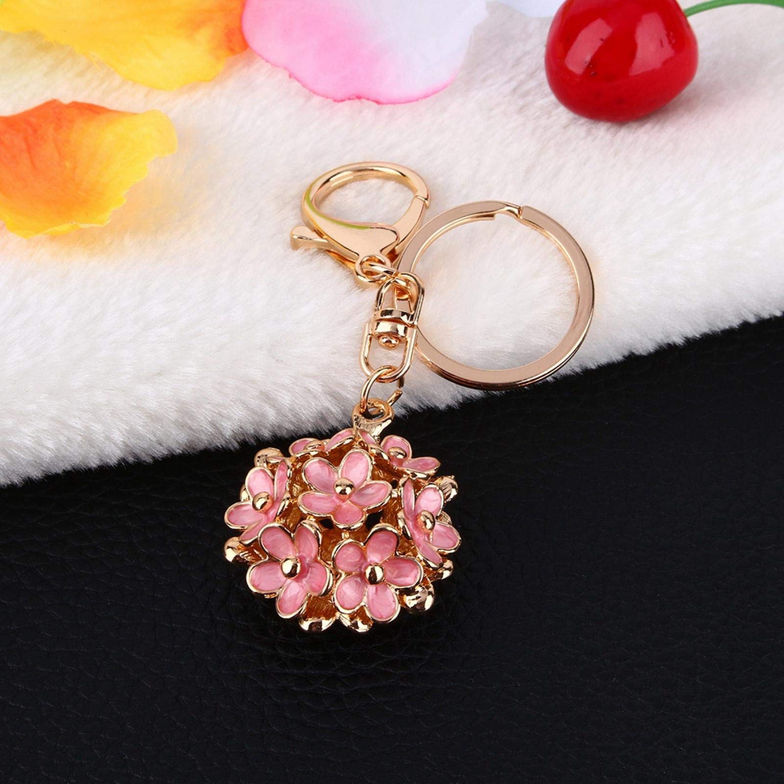 3.93 Inch Floral Alloy Keychain for Women - Elegant Flower Ball Key Ring for Car Keys | Perfect Christmas Gift for Girlfriend, Wife & Daughter | Great for Everyday Use, Key Organization & Gift Giving