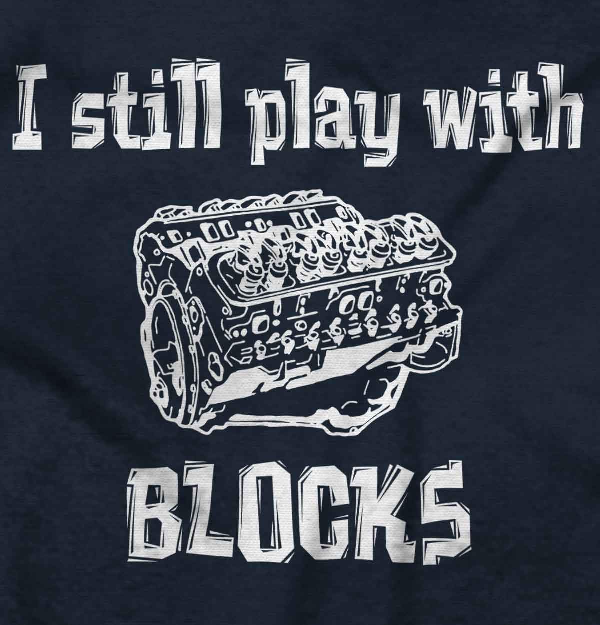 Brisco Brands Play With Blocks Car Engine Mechanic Hoodie - Unisex Pullover Sweatshirt for Men & Women - Perfect for Auto Enthusiasts, Mechanics, and Casual Wear