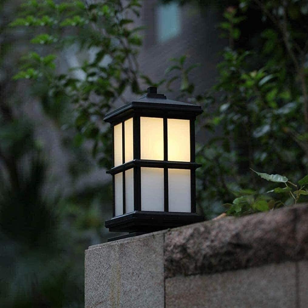 Japanese Style Traditional Outdoor Post Light - IP55 Waterproof Aluminum Column Lamp for Gate, Garage, Porch, Pathway, Patio & Yard - E27 Exterior Pillar Lantern - Perfect for Villa, Garden & Landscape Lighting Decorations