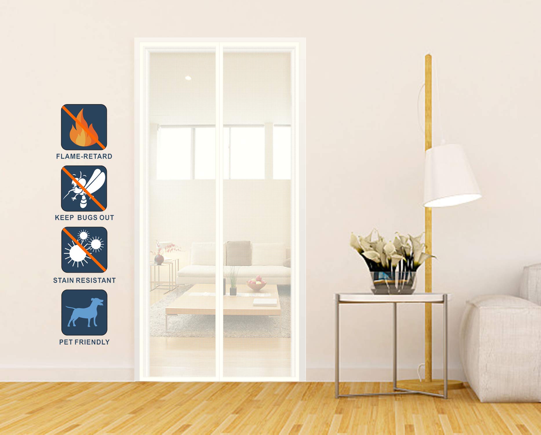 Fiberglass Magnetic Window Screen - Flame Retardant, No Drilling (35
