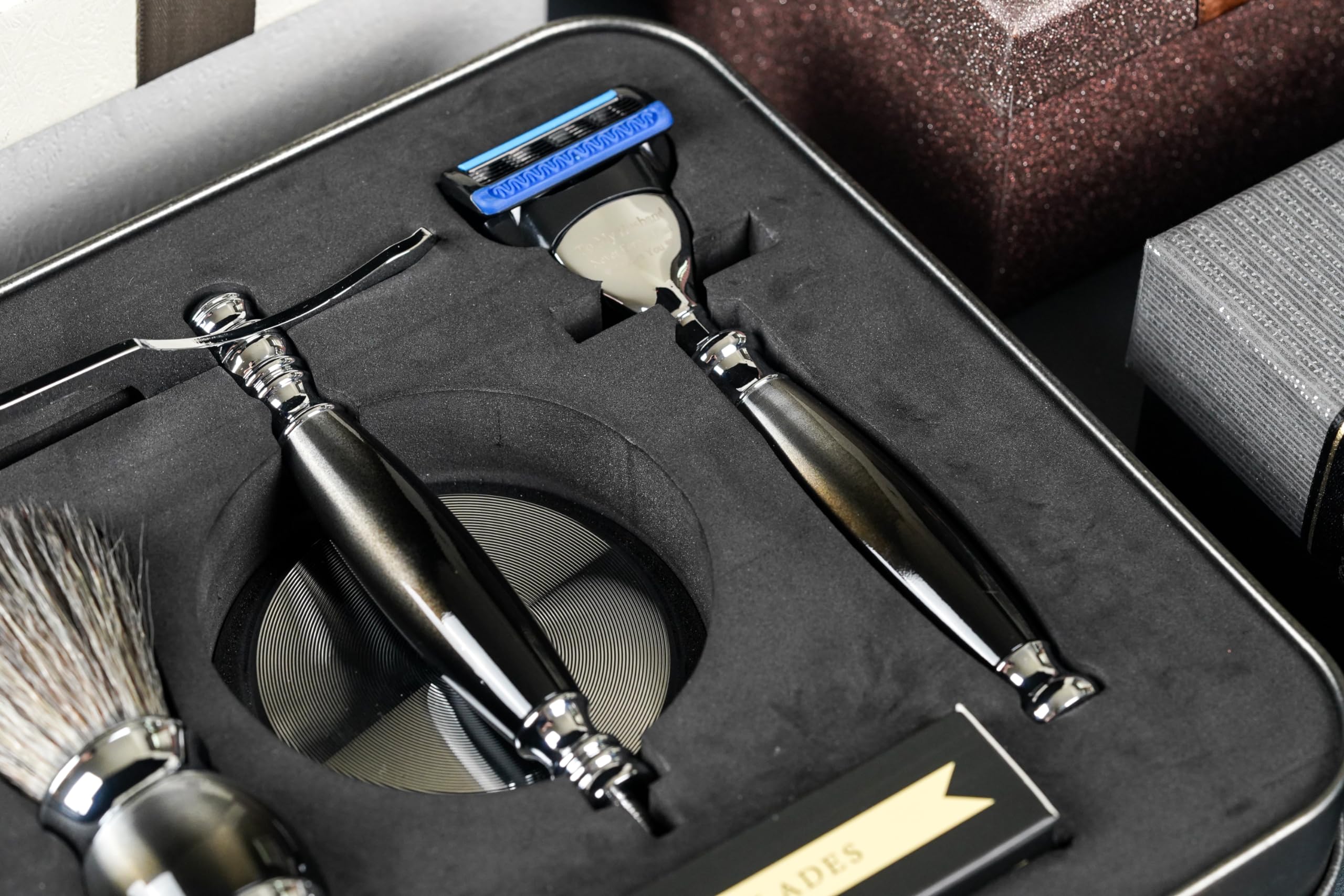 Premium Custom Engraved Men's 5-Blade Razor Set - Luxury Aluminum Alloy Shaving Kit with 4 Replacement Blades, Stand & Brush - Perfect Gift for Father's Day, Birthday & Anniversary - Ideal for Travel, Business & Grooming Enthusiasts