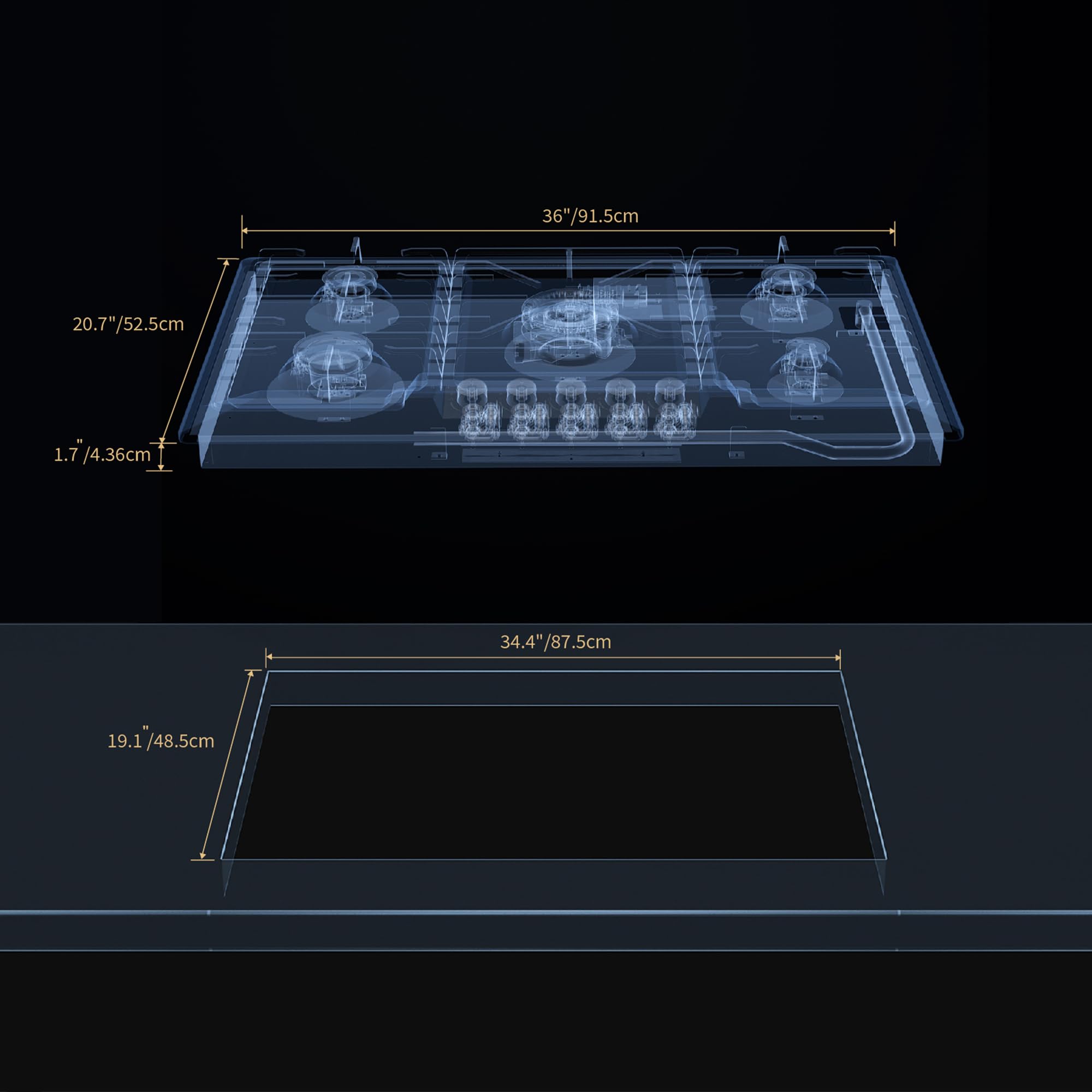 Empava 36 Inch Stainless Steel Recessed Gas Cooktop with 5 Italian SABAF Sealed Burners - NG/LPG Convertible - Perfect for Modern Kitchens and Professional Cooking